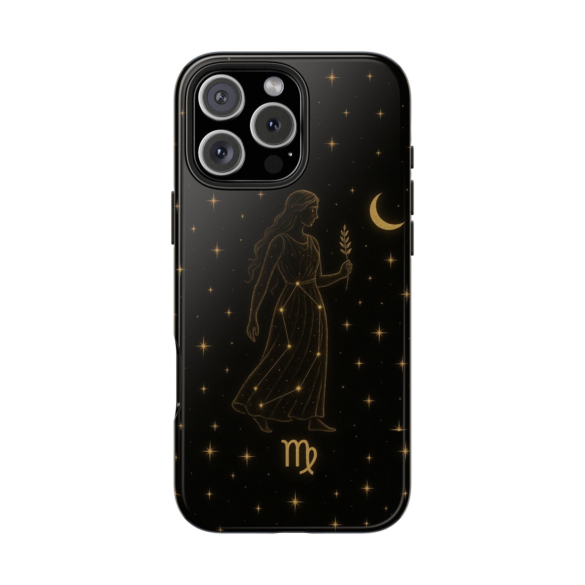 Virgo Tough Phone Case — Gold Constellation Zodiac Design