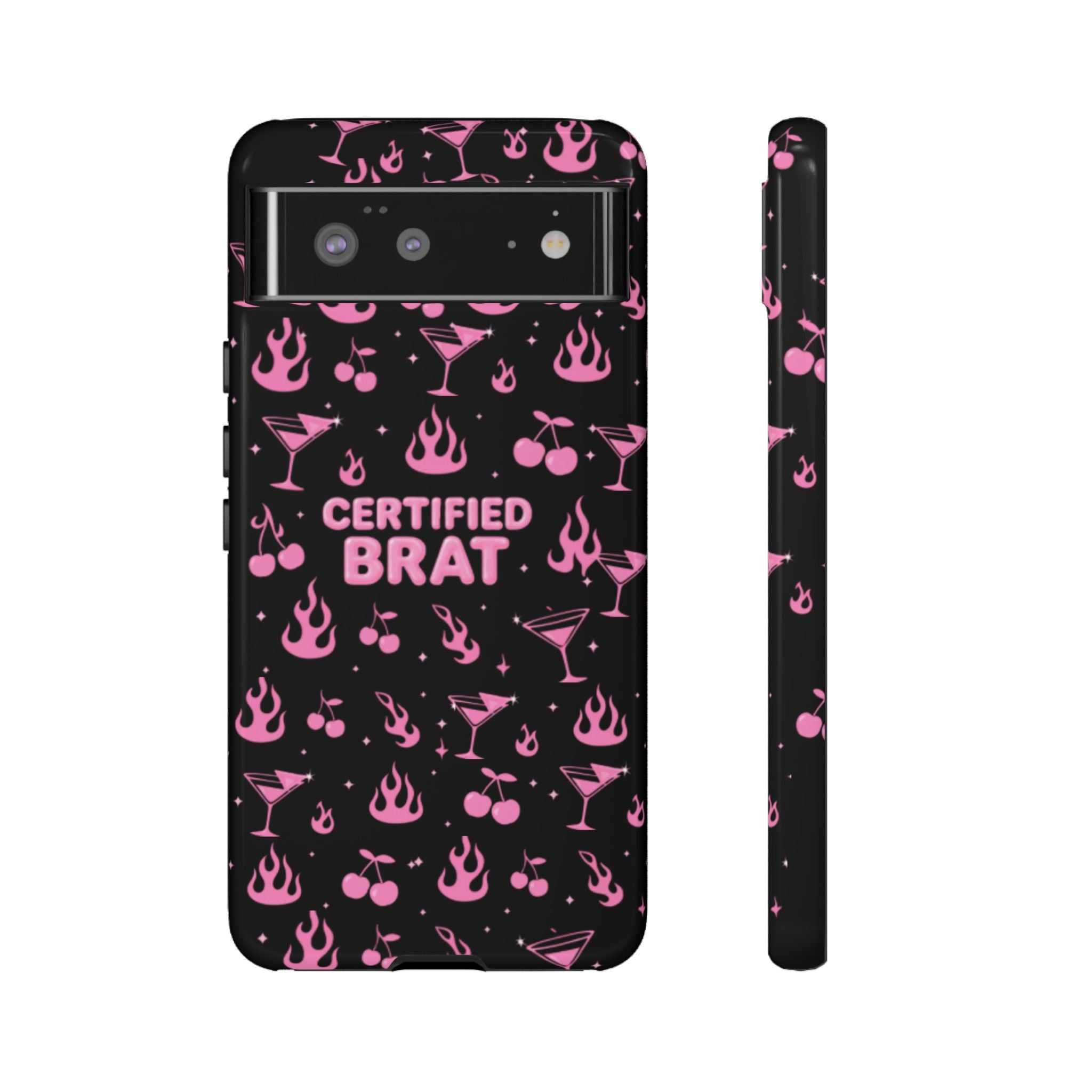 Black Certified Brat Pink Pattern Phone Case