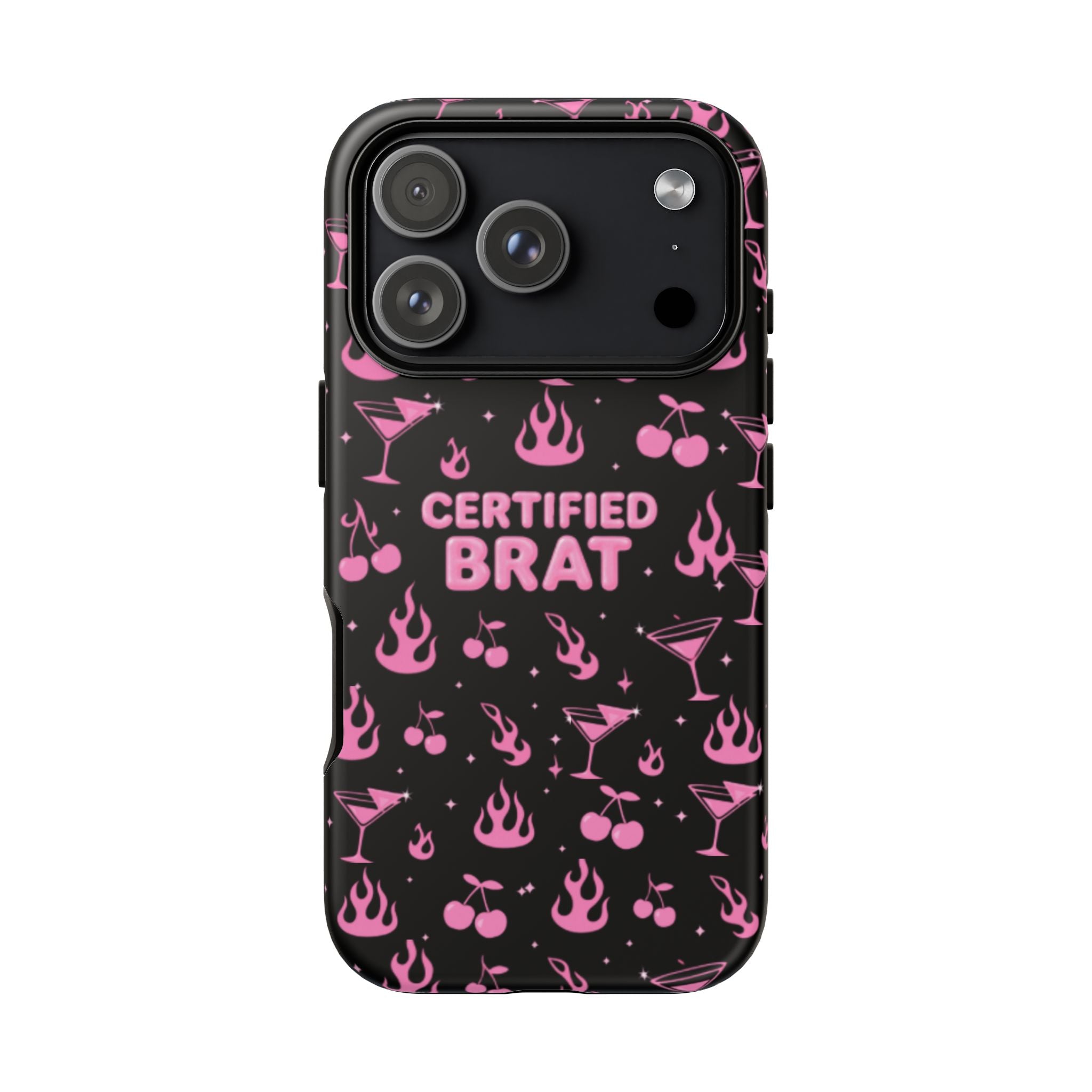 Black Certified Brat Pink Pattern Phone Case