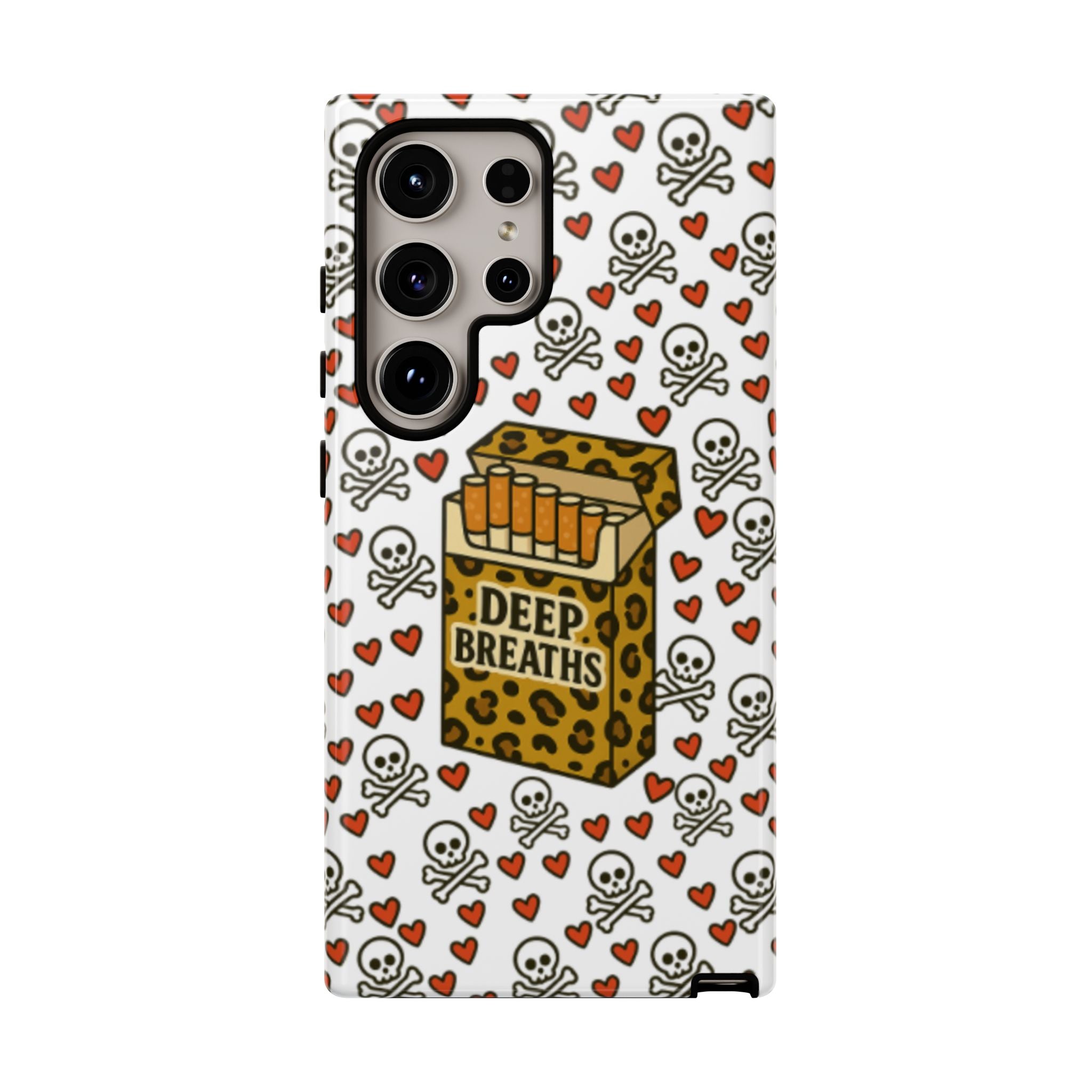 'Deep Breaths' Cigs & Skulls Phone Case