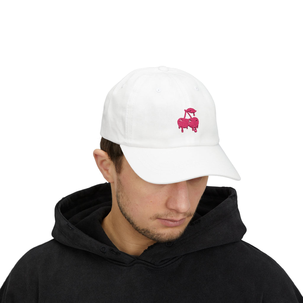 Drippy Pink Cherries Ball Cap Embroidered