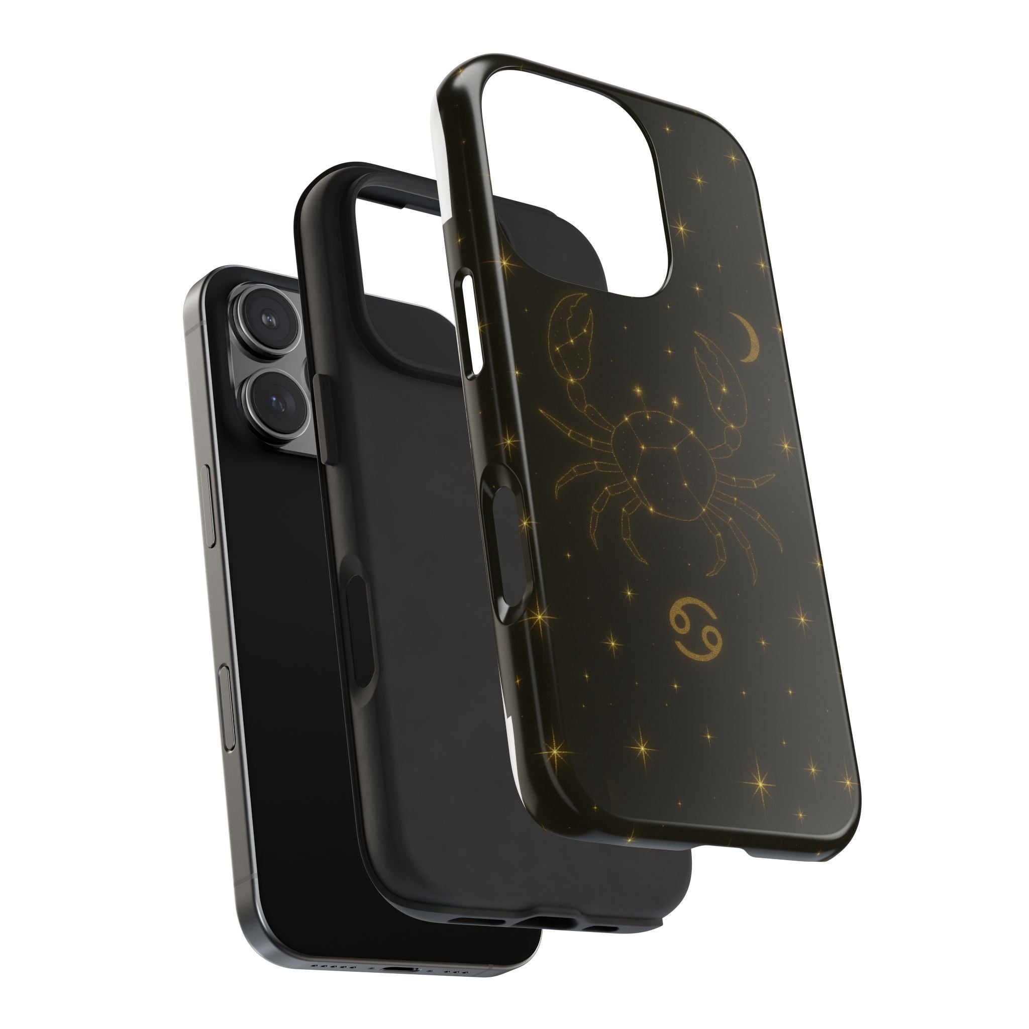Cancer Zodiac Tough Phone Case — Gold Constellation Crab with Crescent Moon