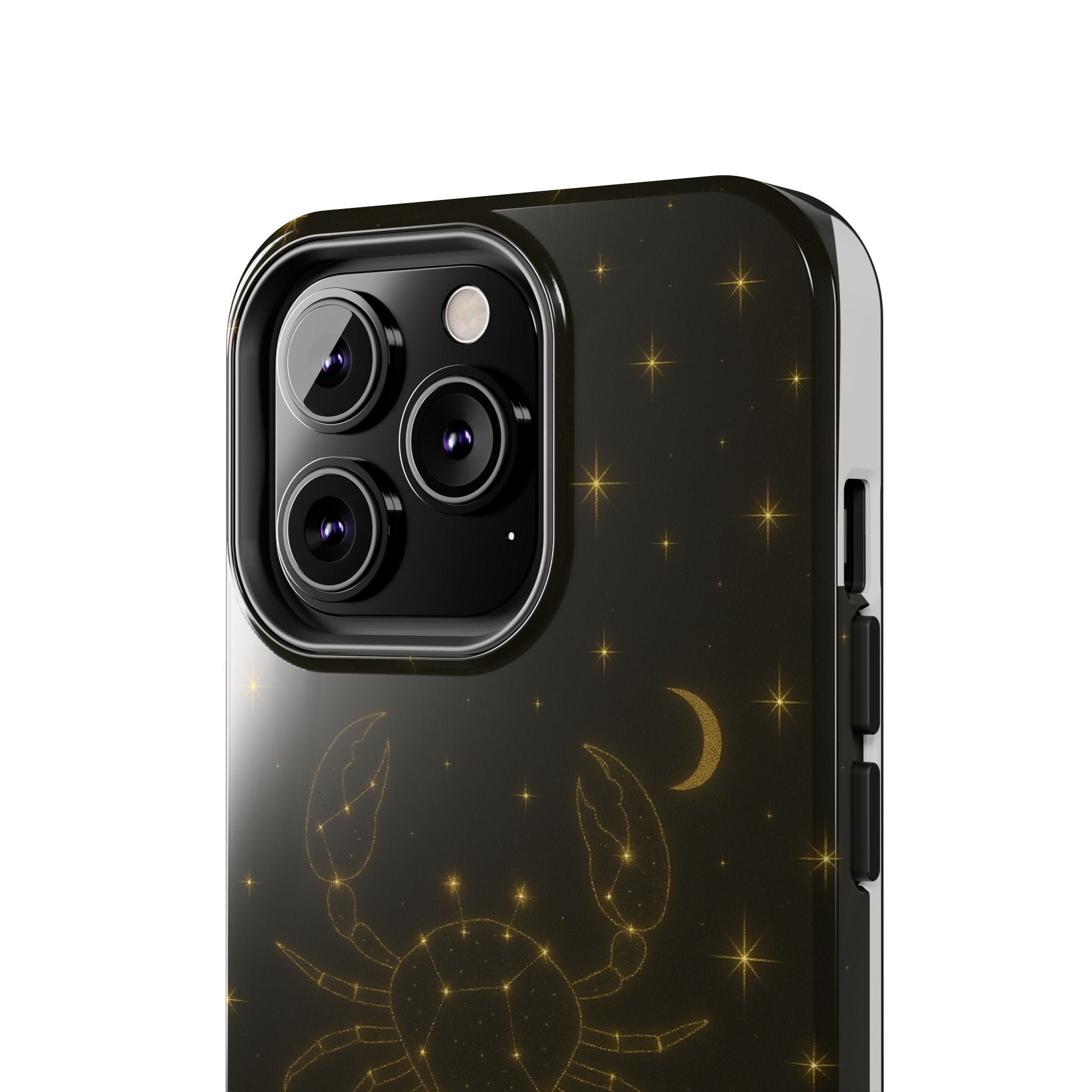 Cancer Zodiac Tough Phone Case — Gold Constellation Crab with Crescent Moon
