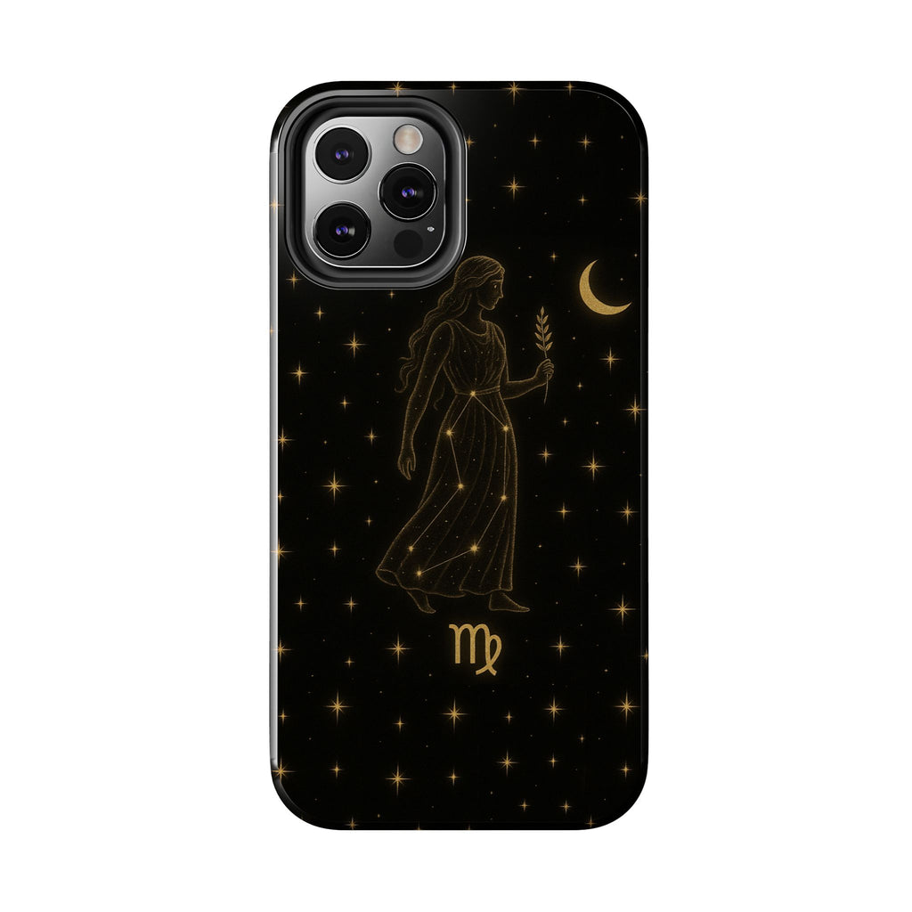 Virgo Tough Phone Case — Gold Constellation Zodiac Design