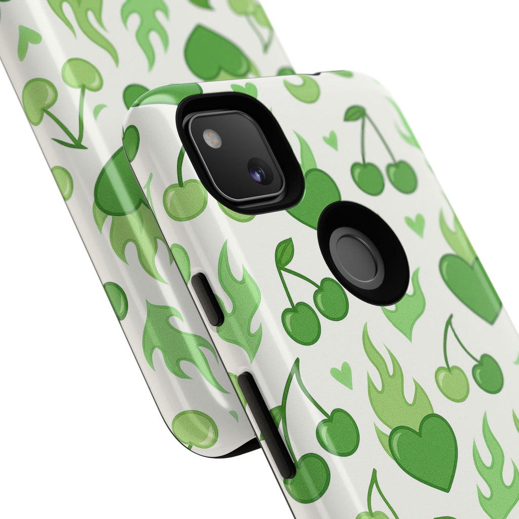 Green Flame Hearts Phone Case