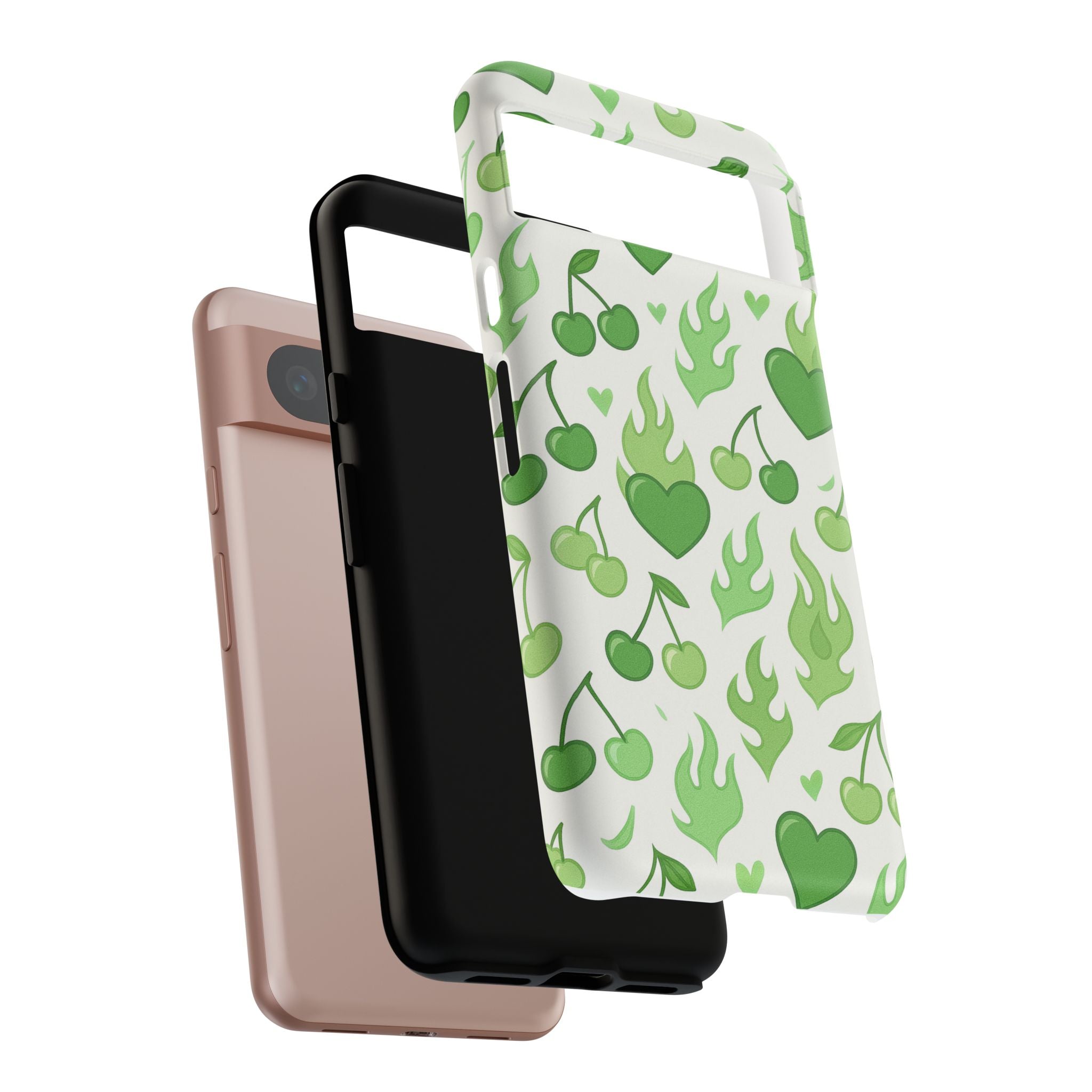 Green Flame Hearts Phone Case