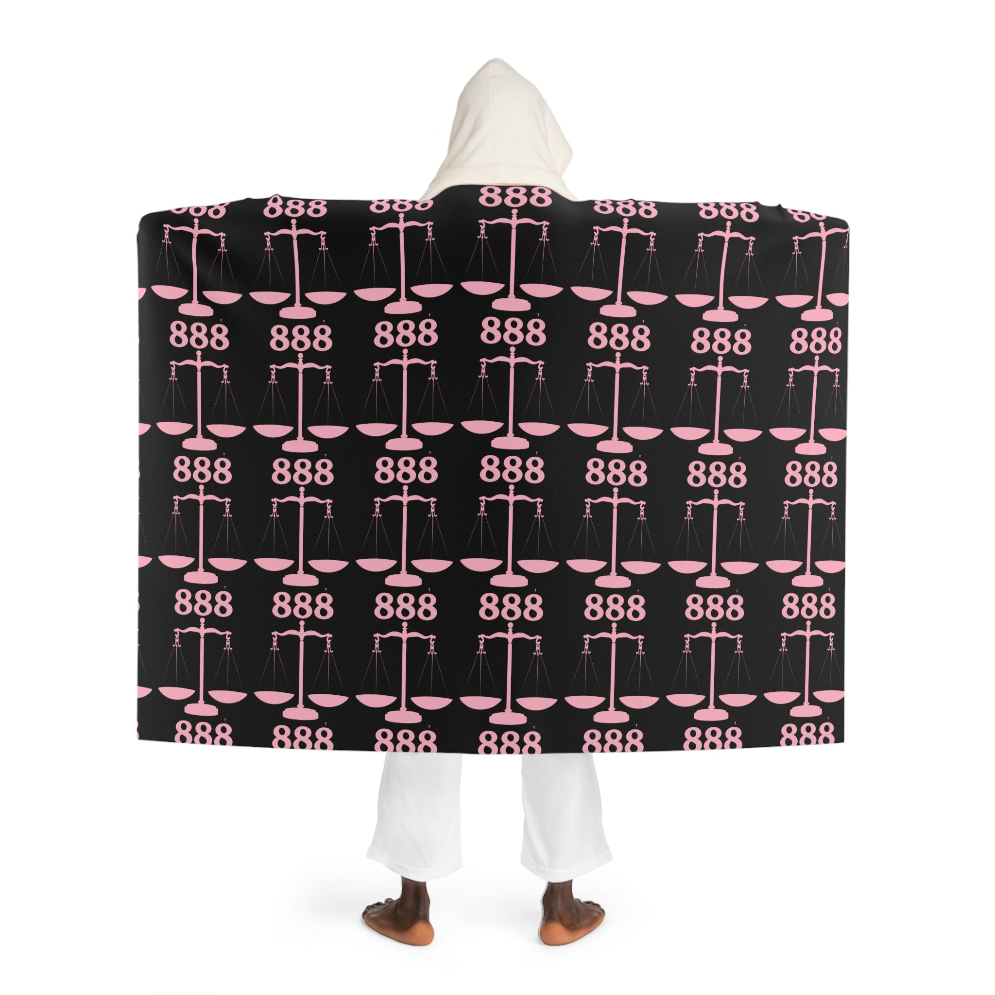 Hooded Sherpa Blanket - Black & Pink Scale 888 Pattern