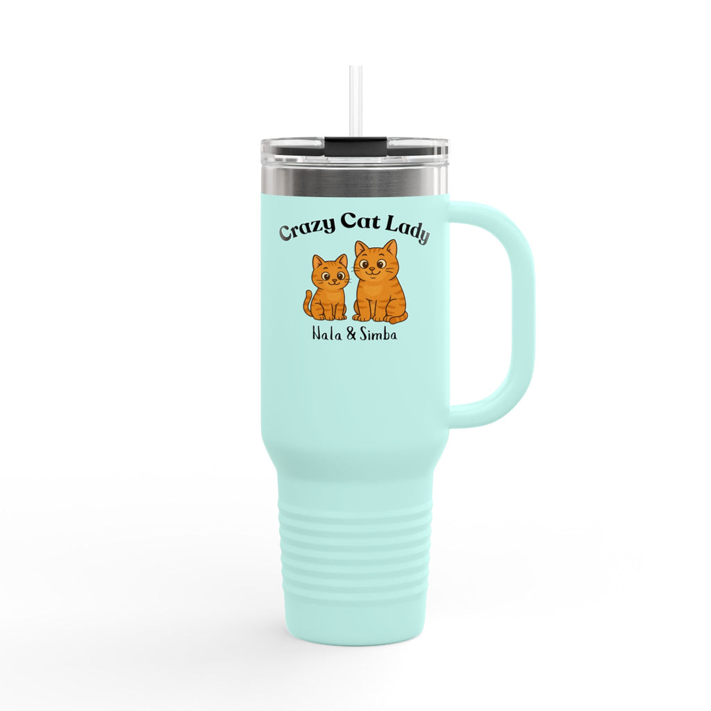 40oz Insulated Travel Mug — “Crazy Cat Lady” Personalized Pet Design