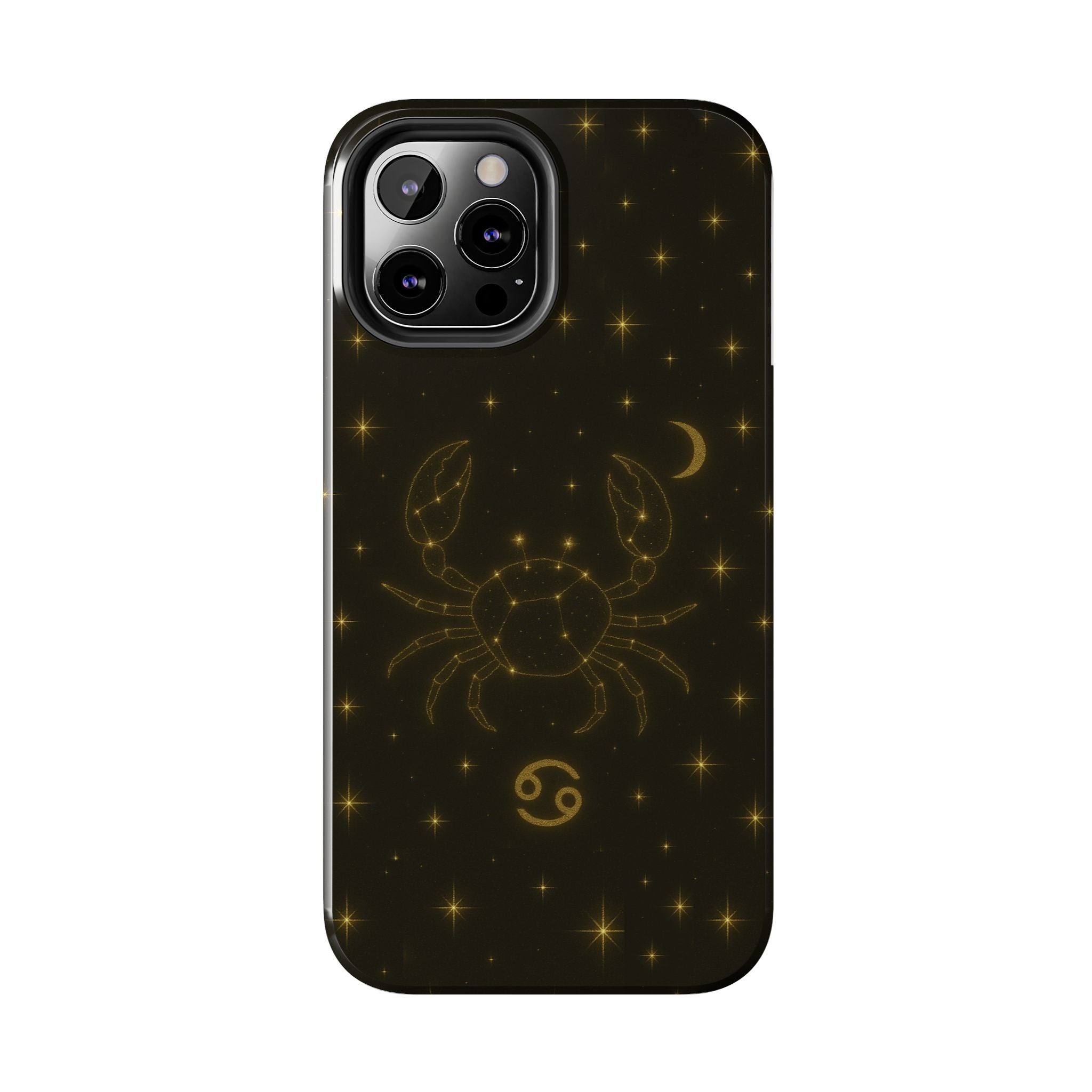 Cancer Zodiac Tough Phone Case — Gold Constellation Crab with Crescent Moon