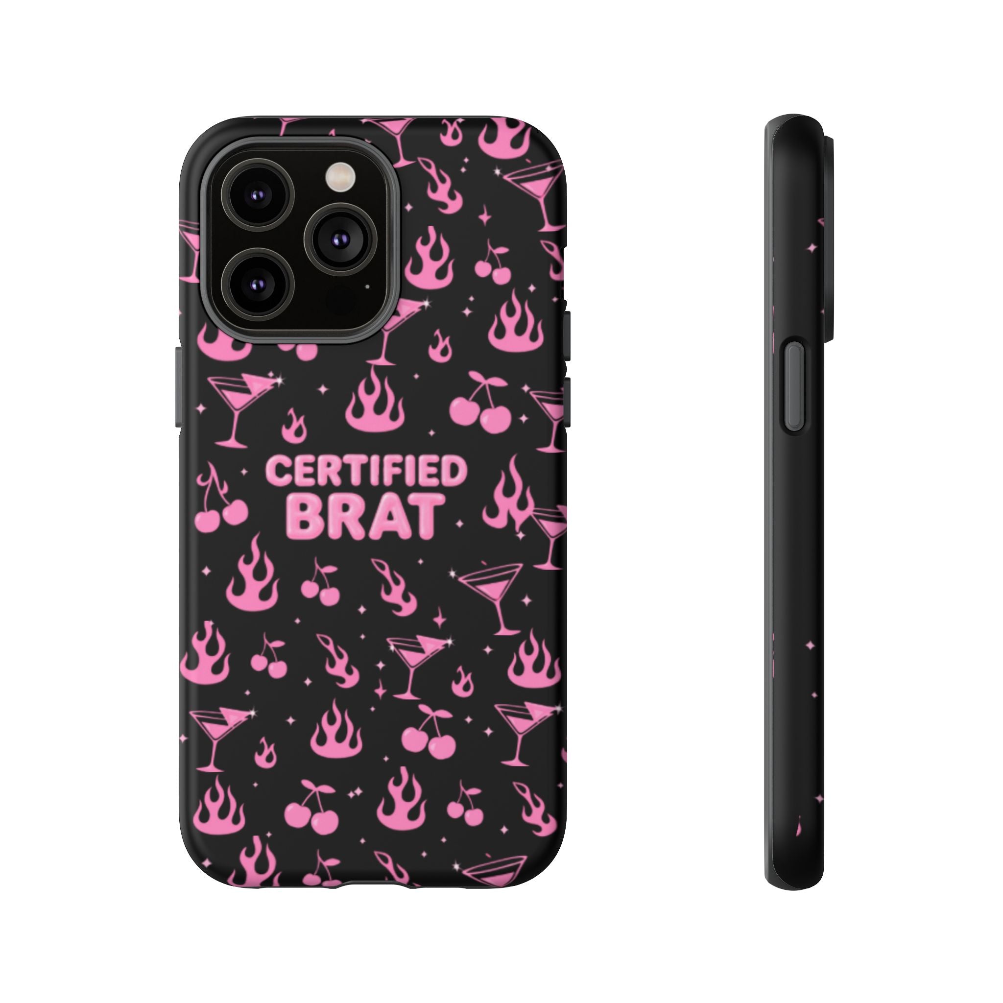 Black Certified Brat Pink Pattern Phone Case