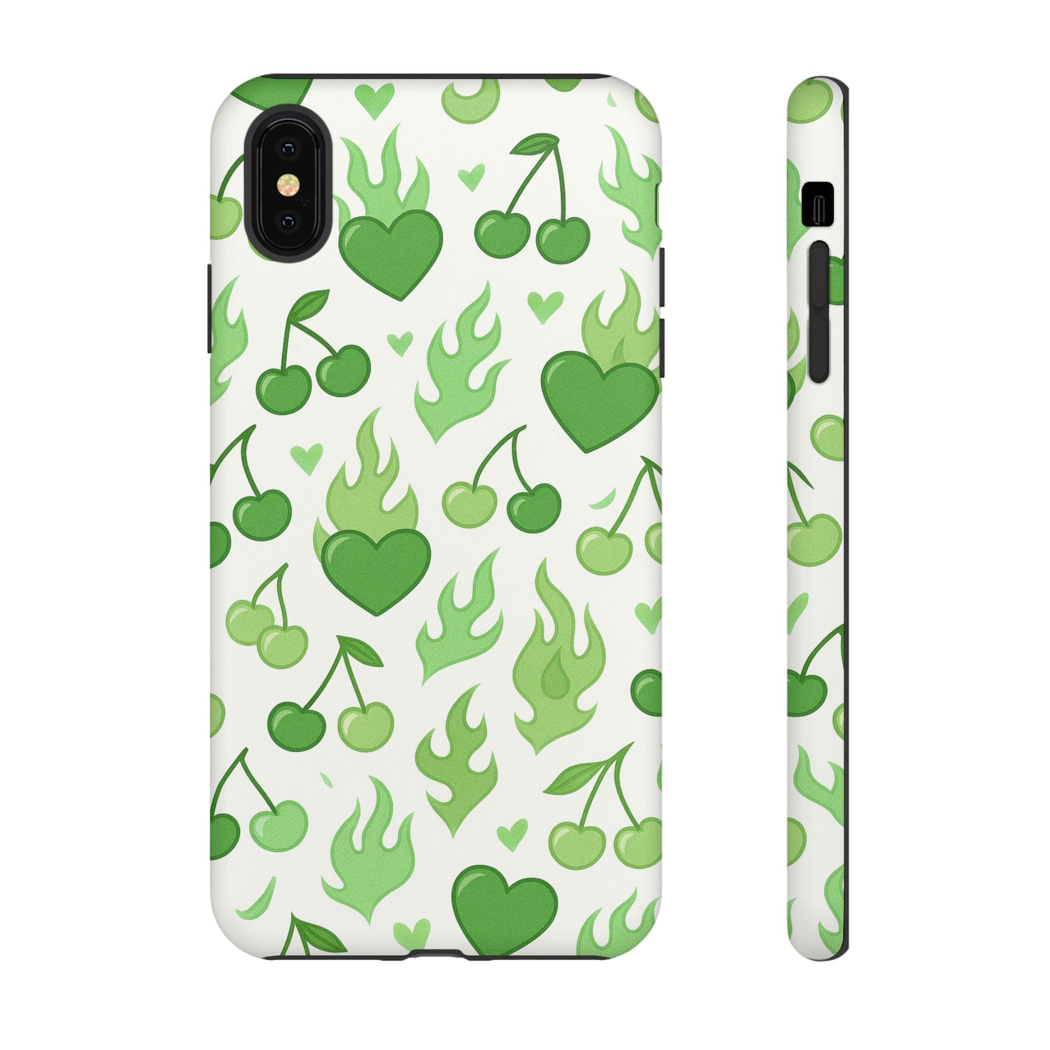 Green Flame Hearts Phone Case