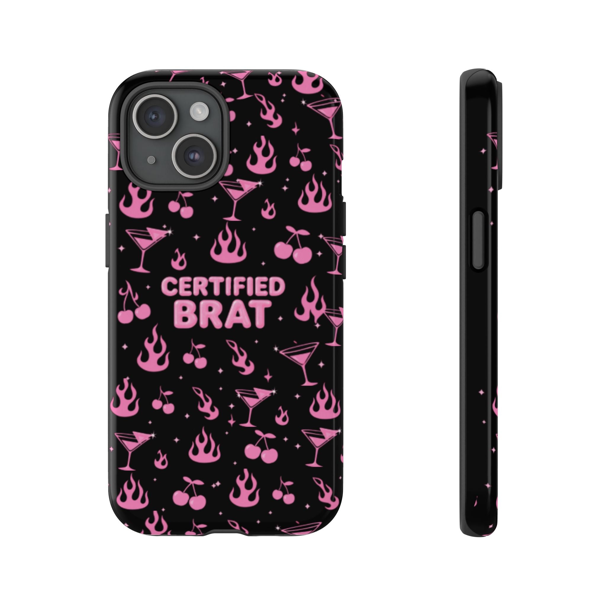 Black Certified Brat Pink Pattern Phone Case