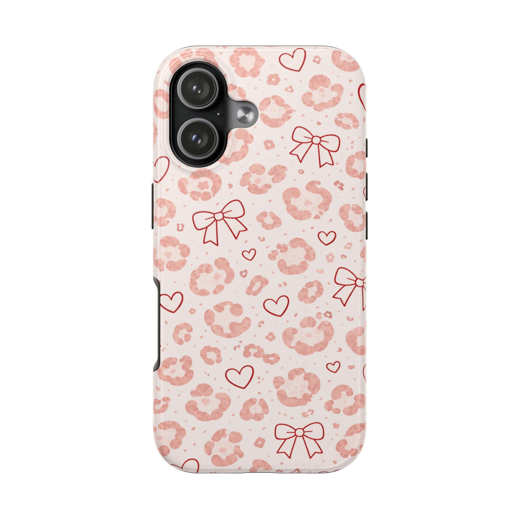 Pink Leopard, Hearts & Bows Phone Case