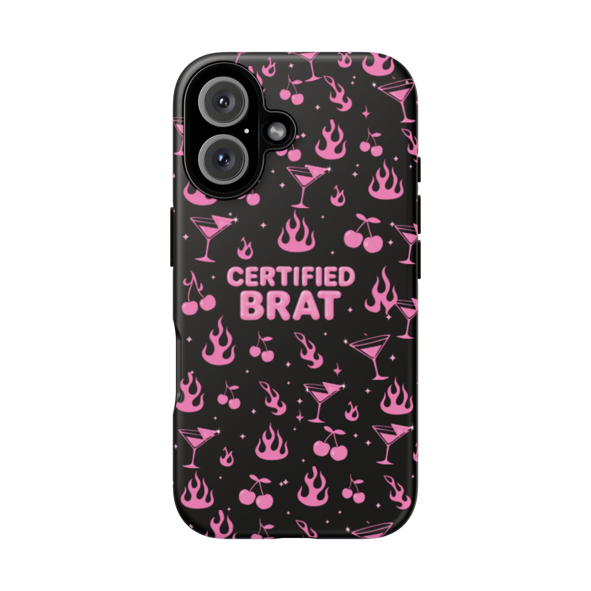 Black Certified Brat Pink Pattern Phone Case