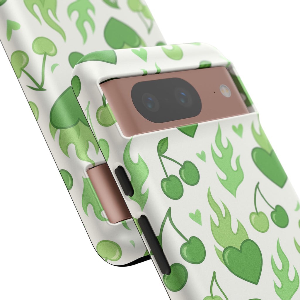 Green Flame Hearts Phone Case