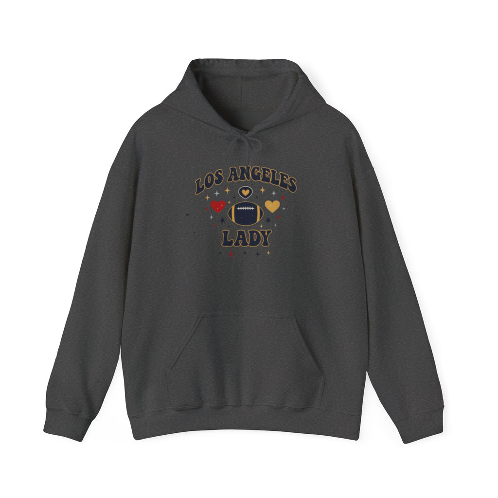 Los Angeles Lady Hoodie – Cute Heart & FootballGraphic Pullover