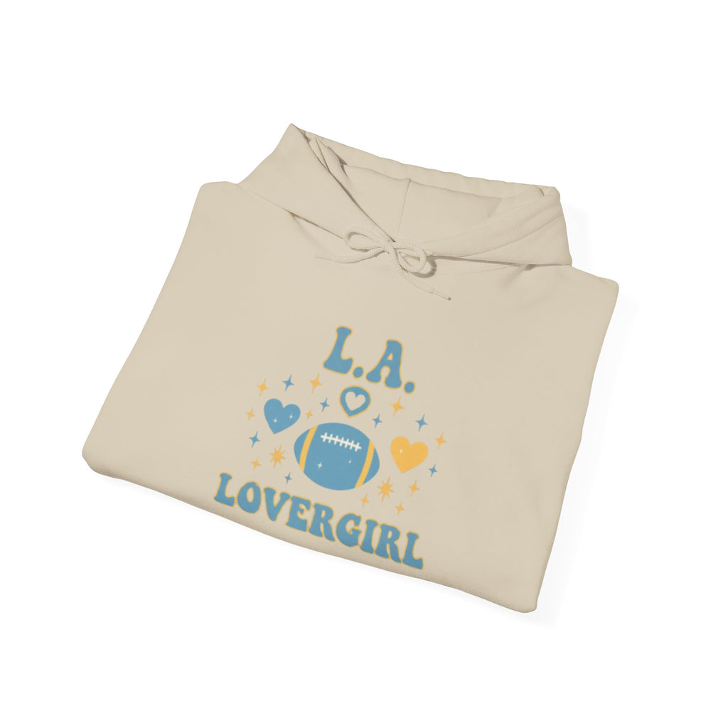 Los Angeles Lovergirl Hoodie — Cute Heart & Football Graphic Pullover