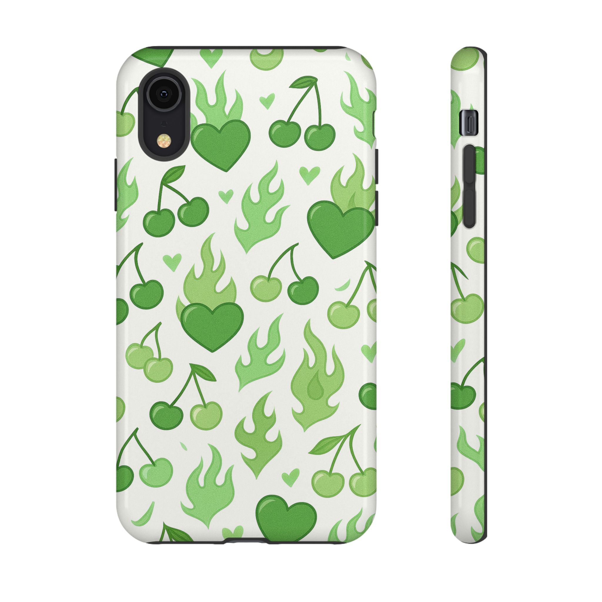Green Flame Hearts Phone Case
