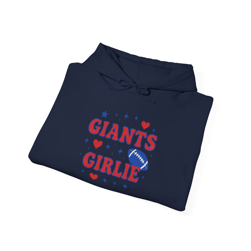 NY Football Red and Blue Girlie Hoodie - Cute Football Fan Pullover for Women & Girls