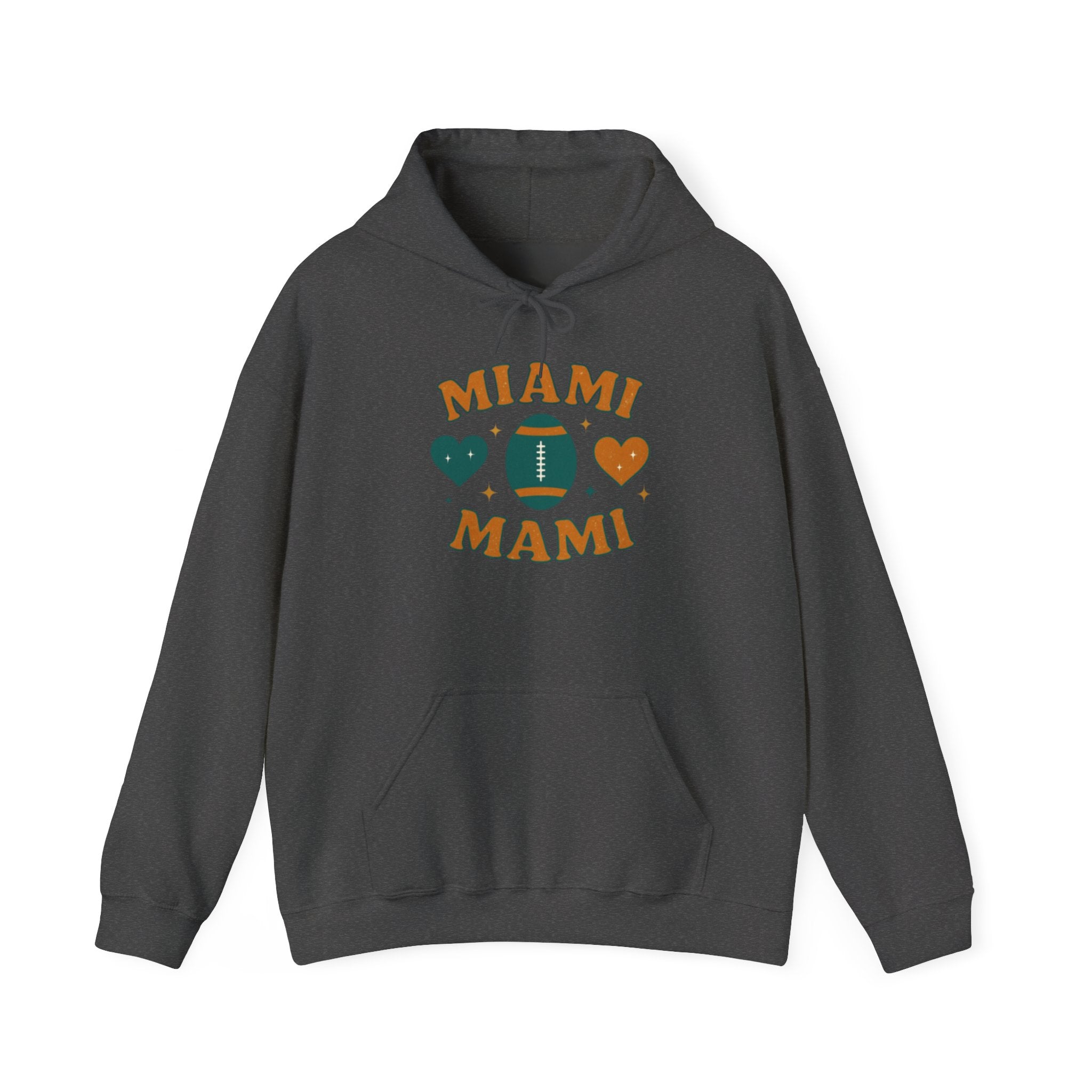 Miami Mami Football Hoodie — Retro Heart Game Day Sweatshirt