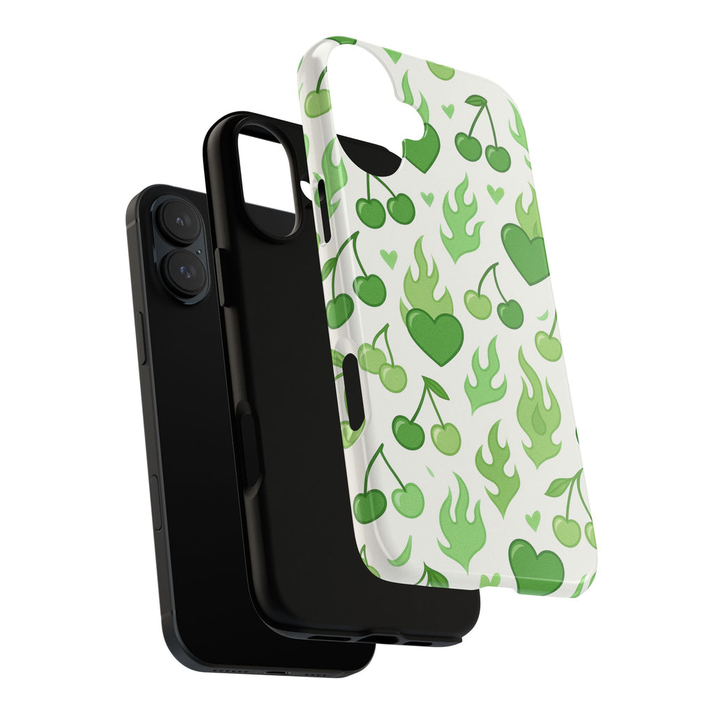 Green Flame Hearts Phone Case