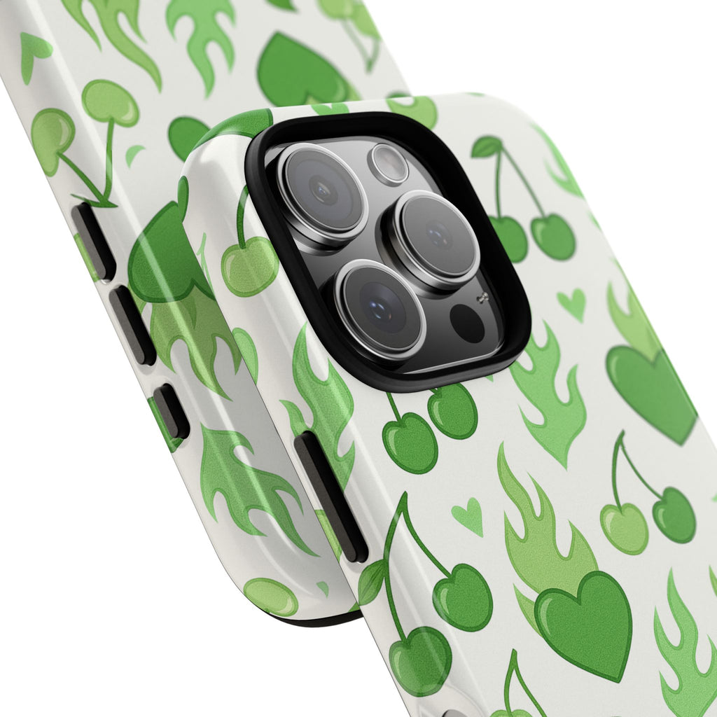 Green Flame Hearts Phone Case