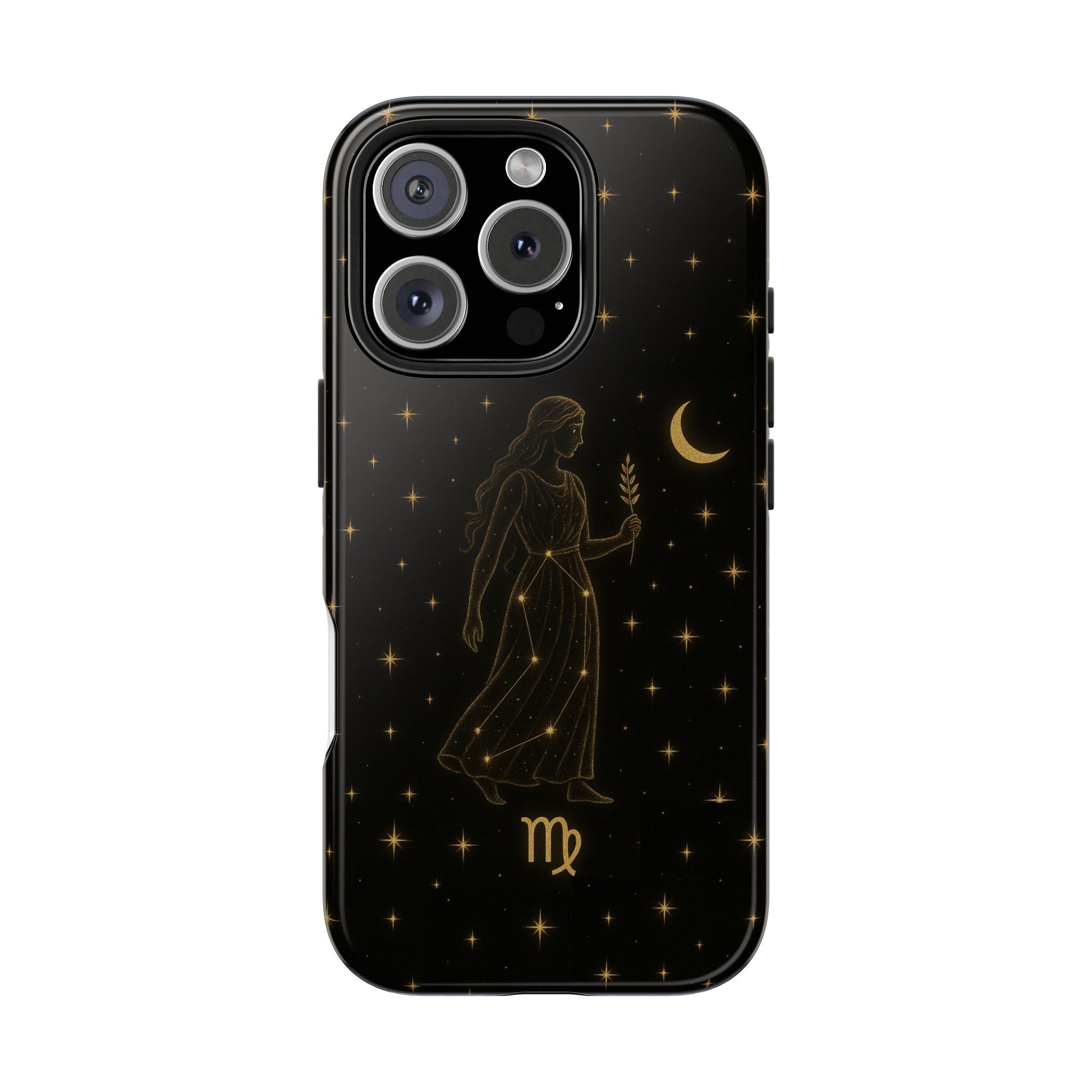 Virgo Tough Phone Case — Gold Constellation Zodiac Design