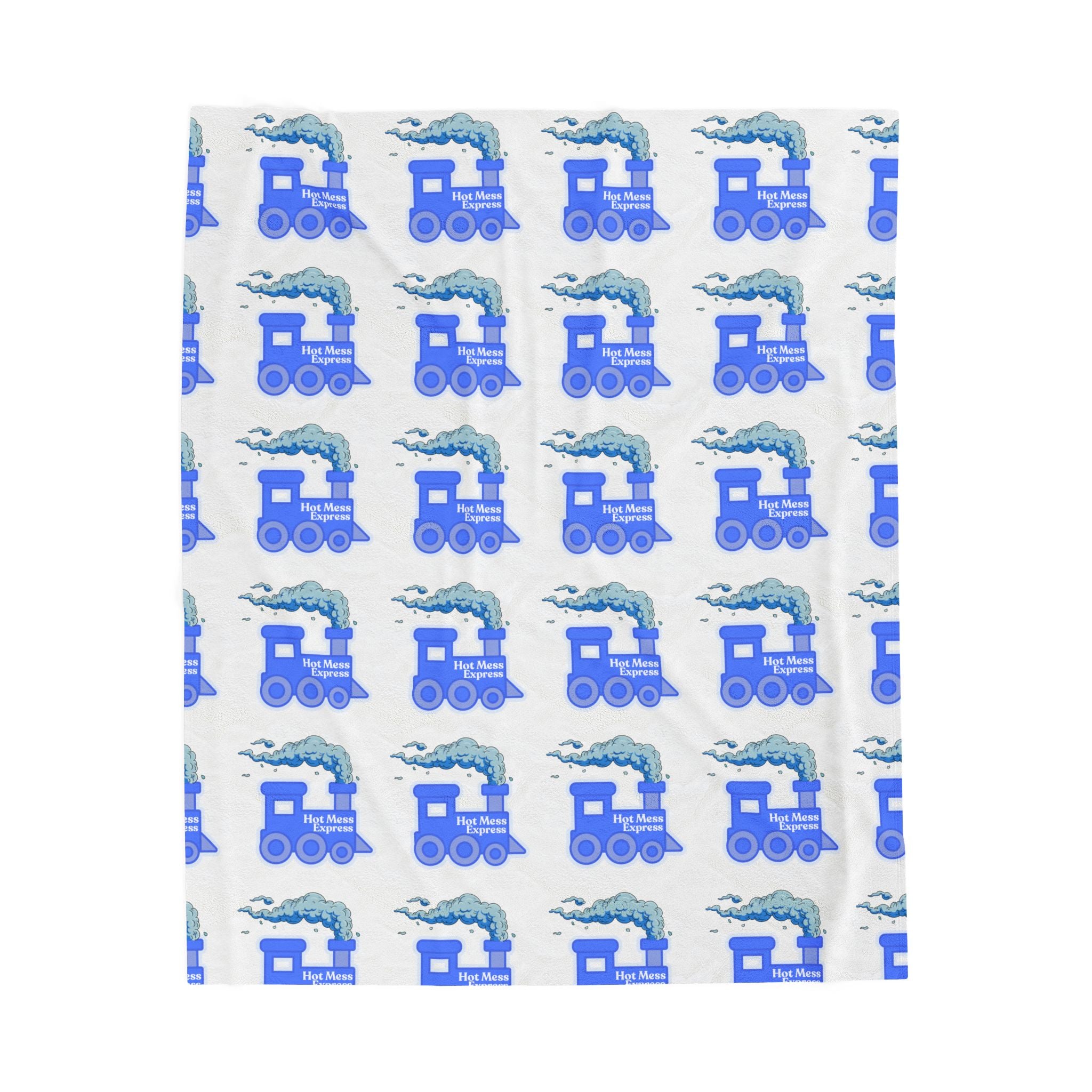Blue Hot Mess Express Pattern Velvet Plush Blanket