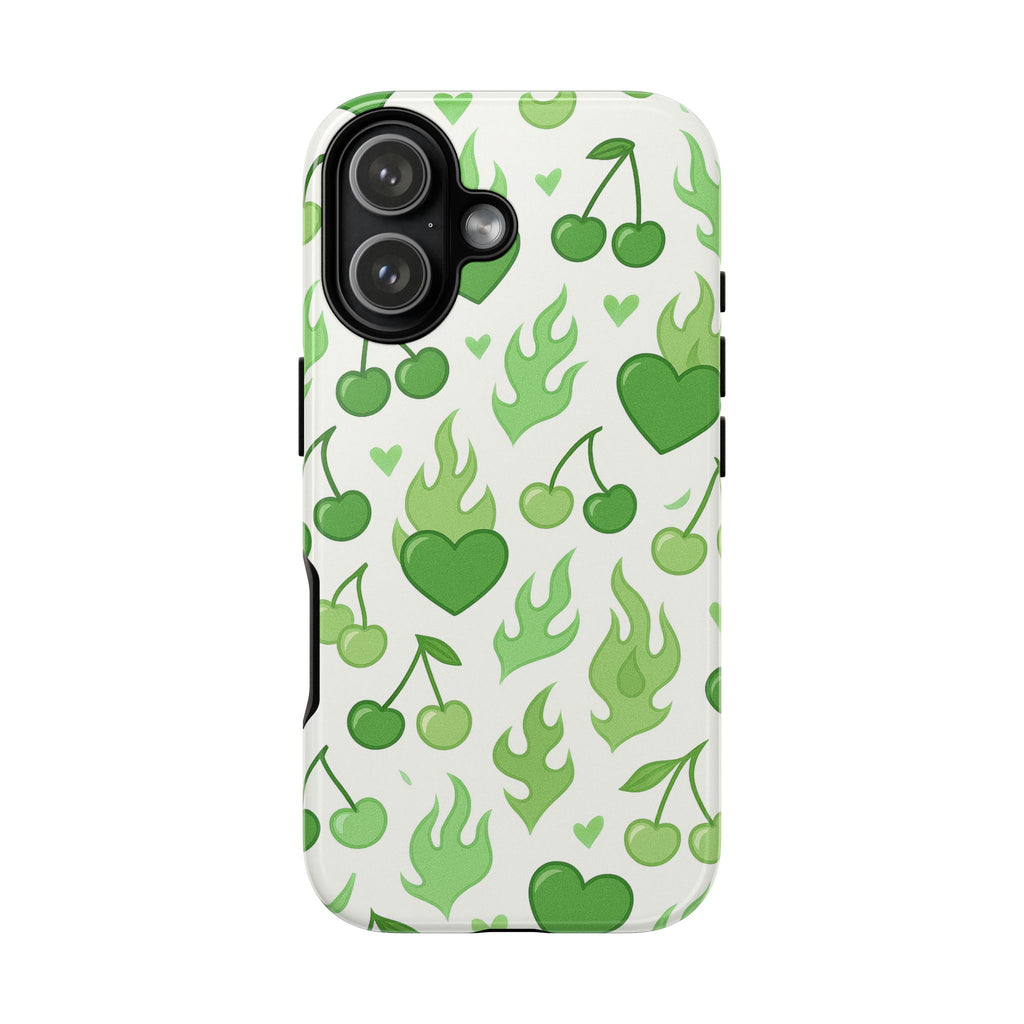 Green Flame Hearts Phone Case
