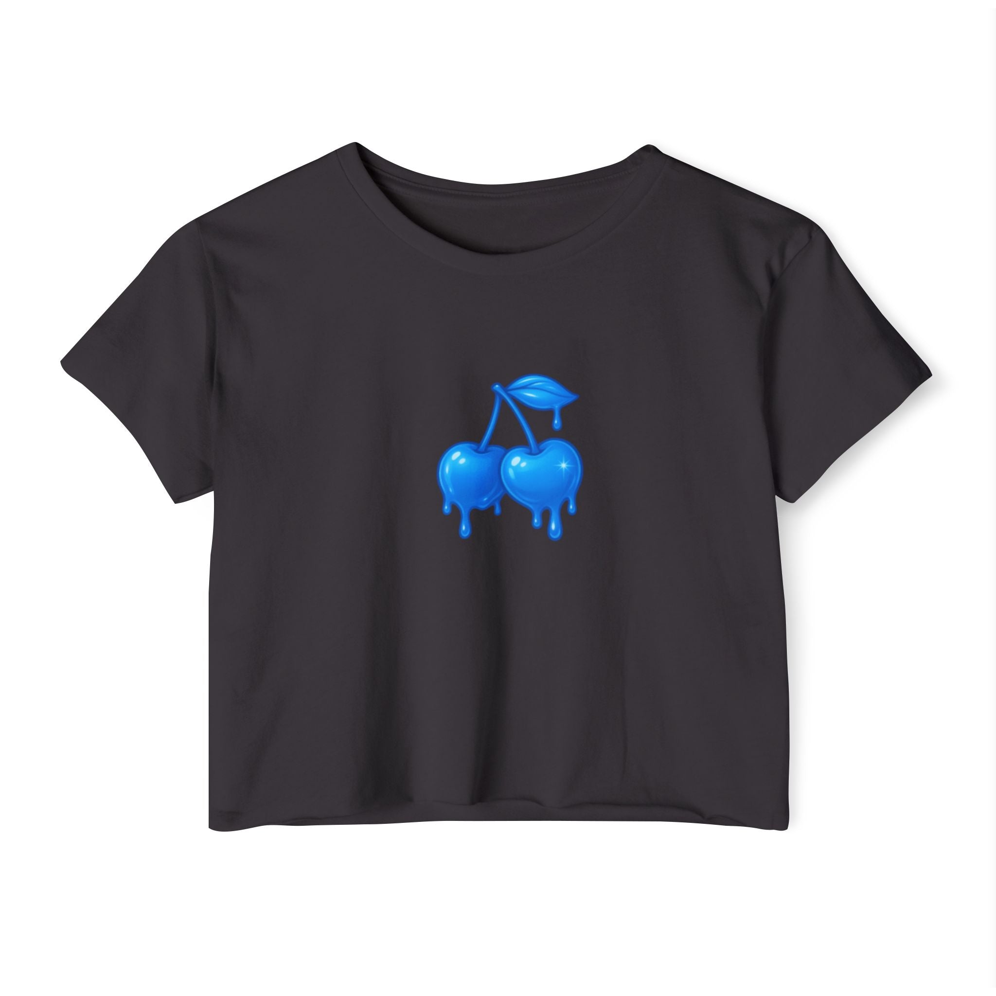 Blue Drip Cherries Crop Top