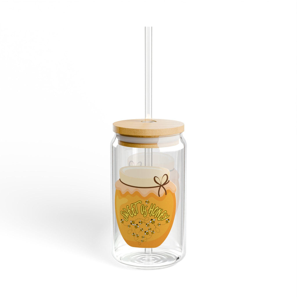 Honey Jar Illustration Sipper Glass | 16oz Straw Tumbler
