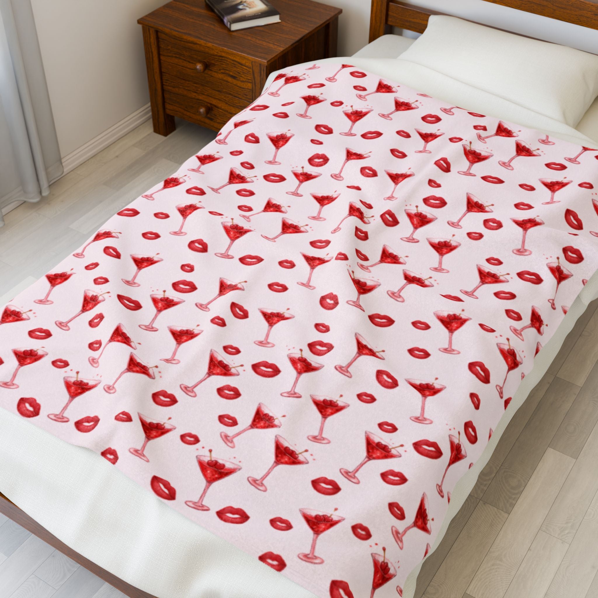 "Cocktails & Kisses" Plush Blanket