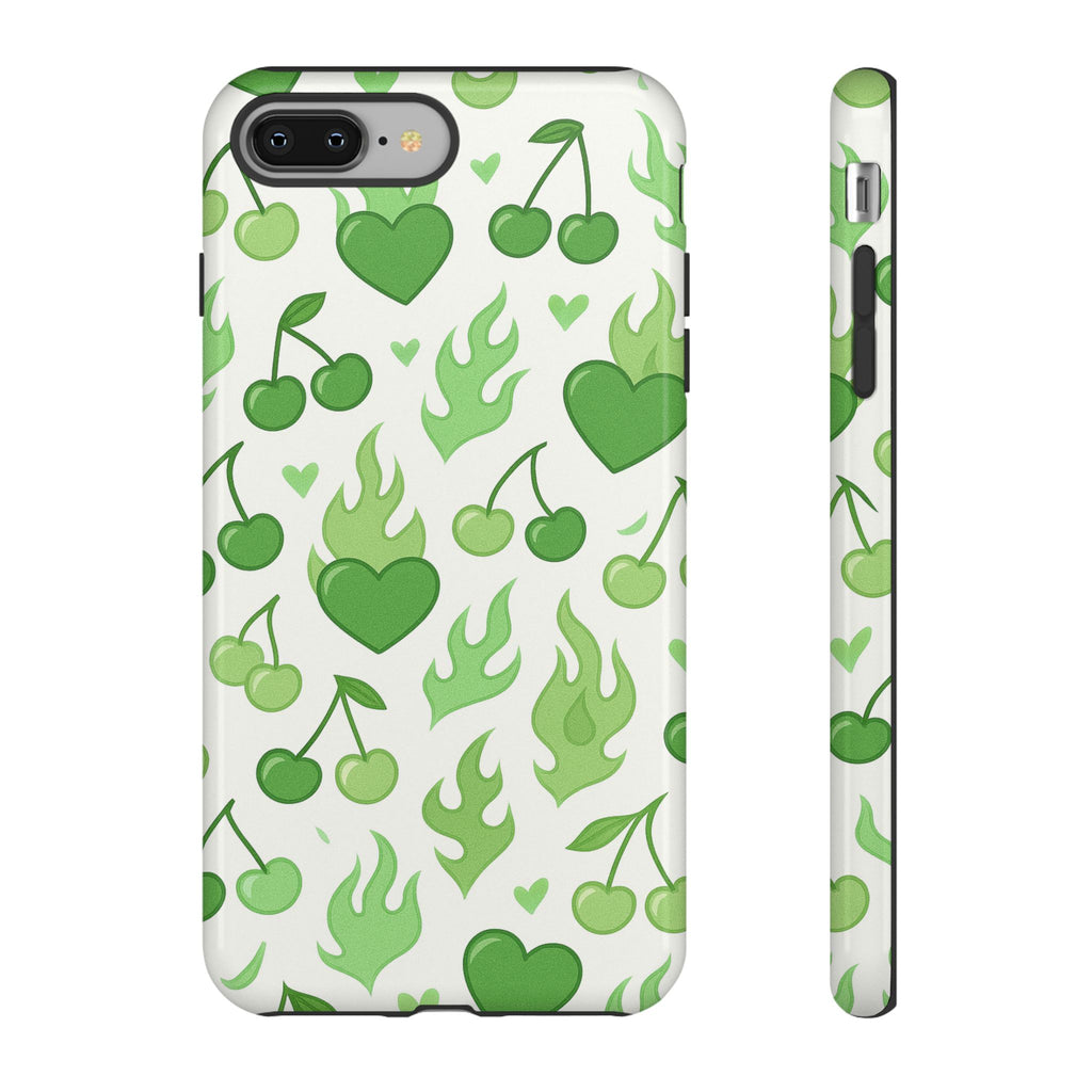 Green Flame Hearts Phone Case