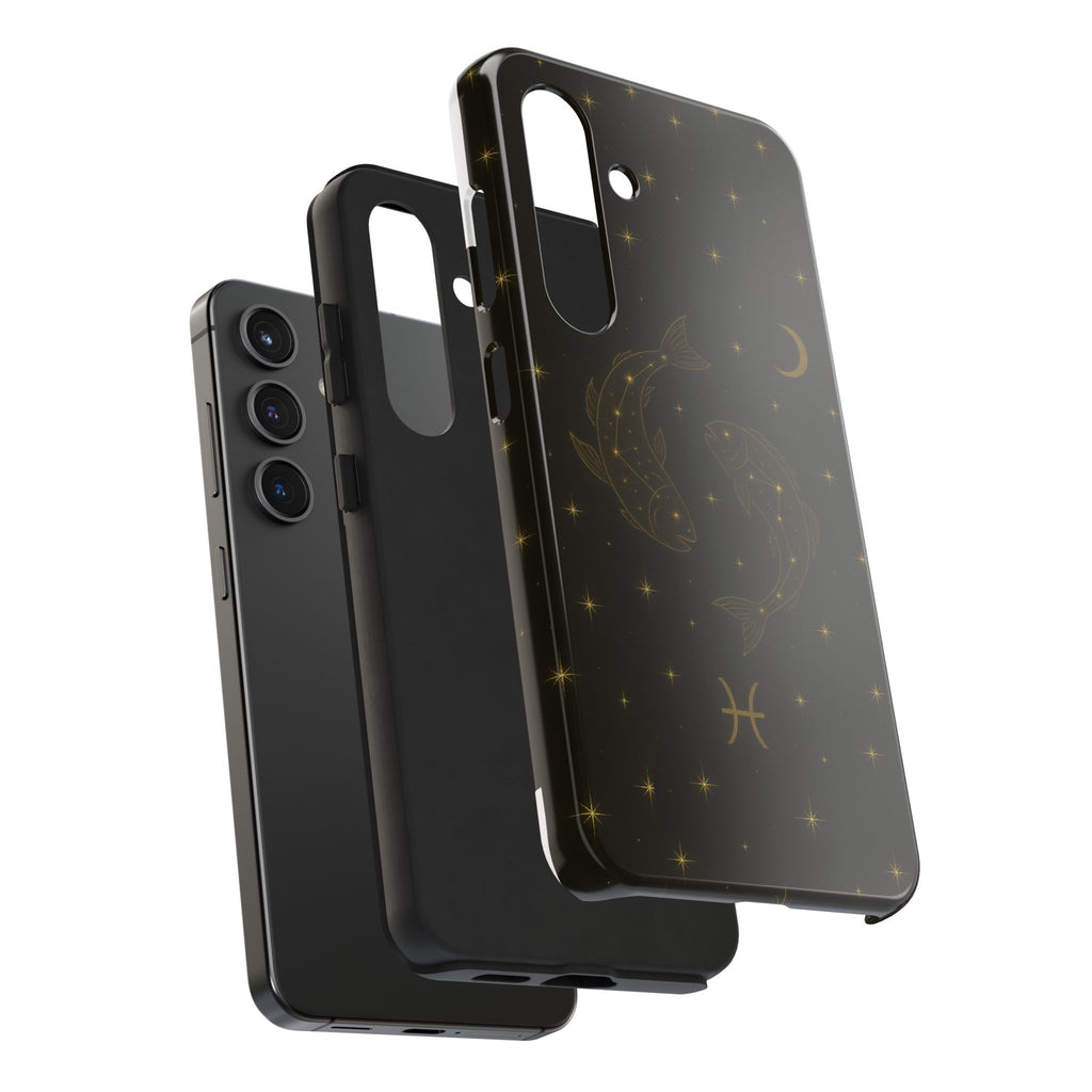 Pisces Zodiac Tough Phone Case — Gold Koi Constellation Design