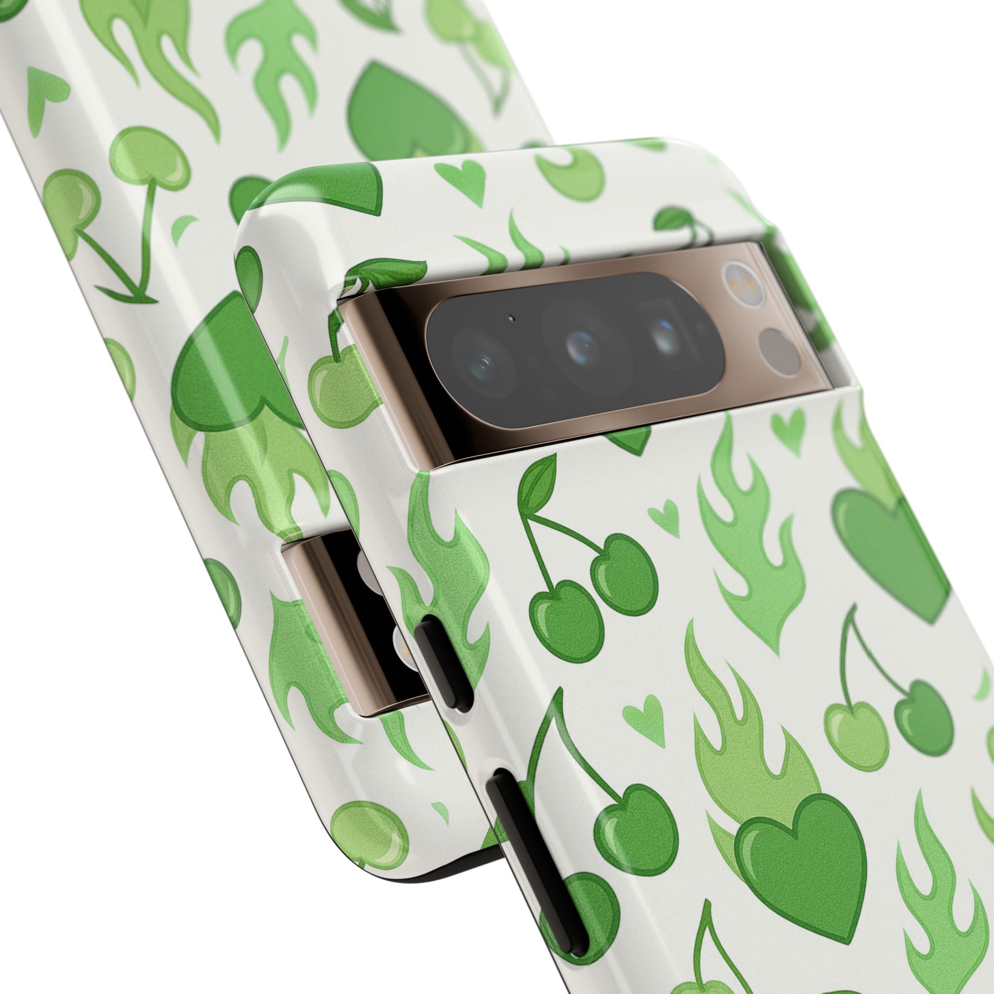 Green Flame Hearts Phone Case