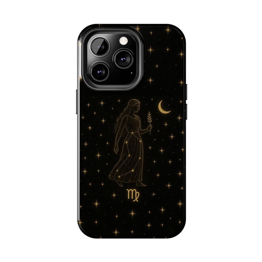 Virgo Tough Phone Case — Gold Constellation Zodiac Design