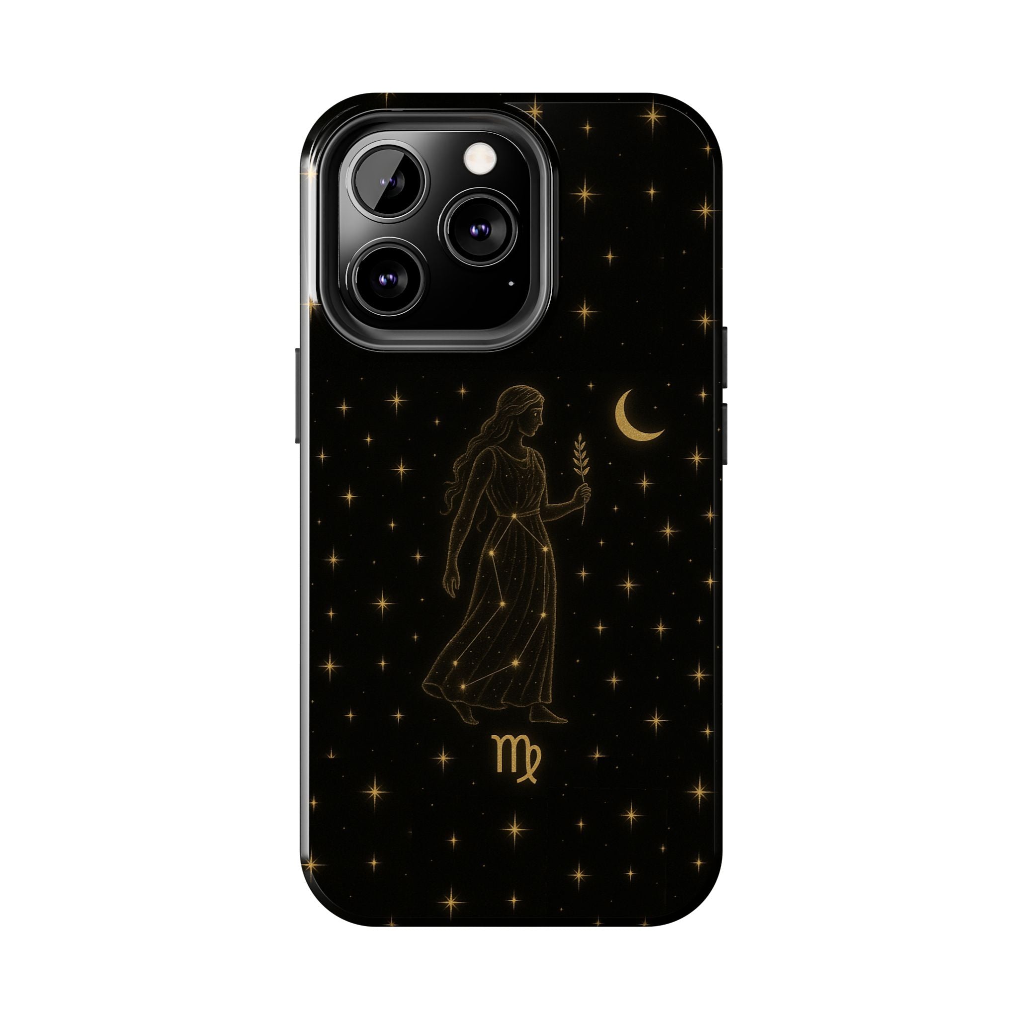 Virgo Tough Phone Case — Gold Constellation Zodiac Design