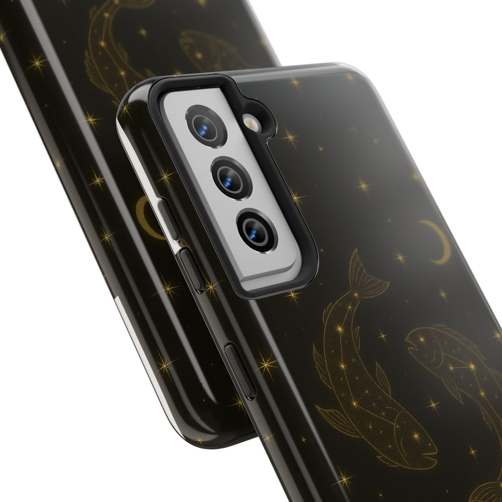 Pisces Zodiac Tough Phone Case — Gold Koi Constellation Design