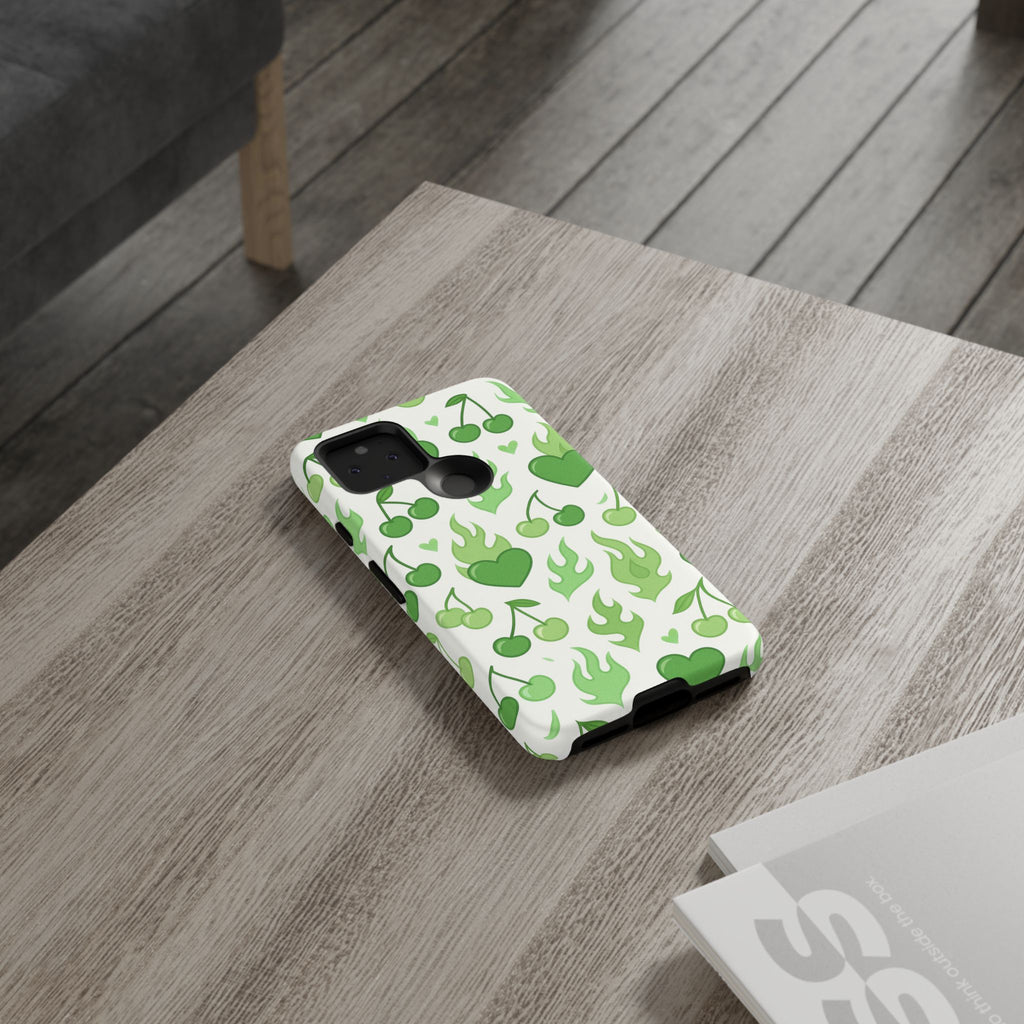 Green Flame Hearts Phone Case