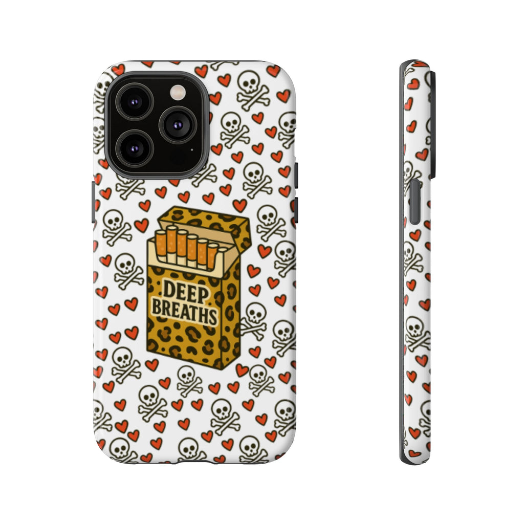 'Deep Breaths' Cigs & Skulls Phone Case