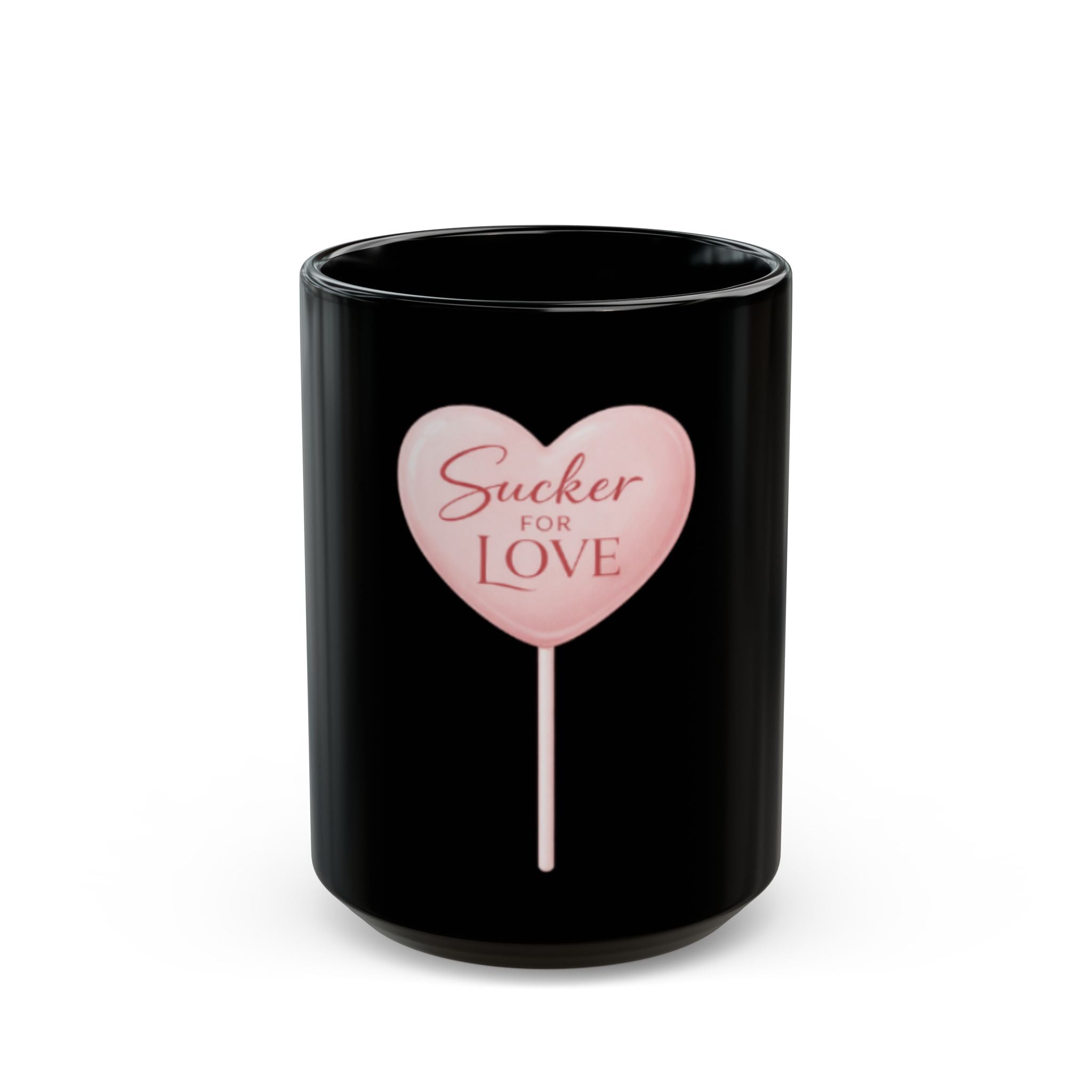 "Sucker for Love" Black Mug — Heart Lollipop