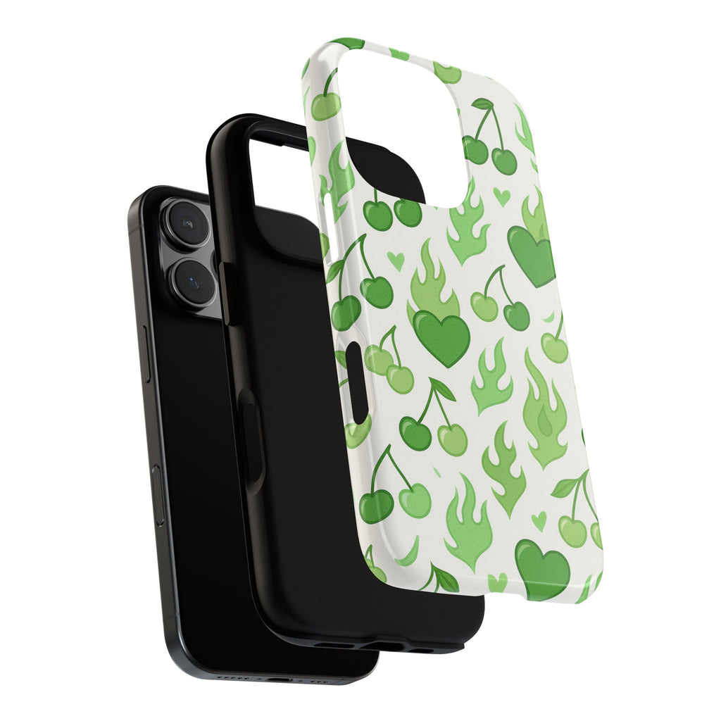 Green Flame Hearts Phone Case