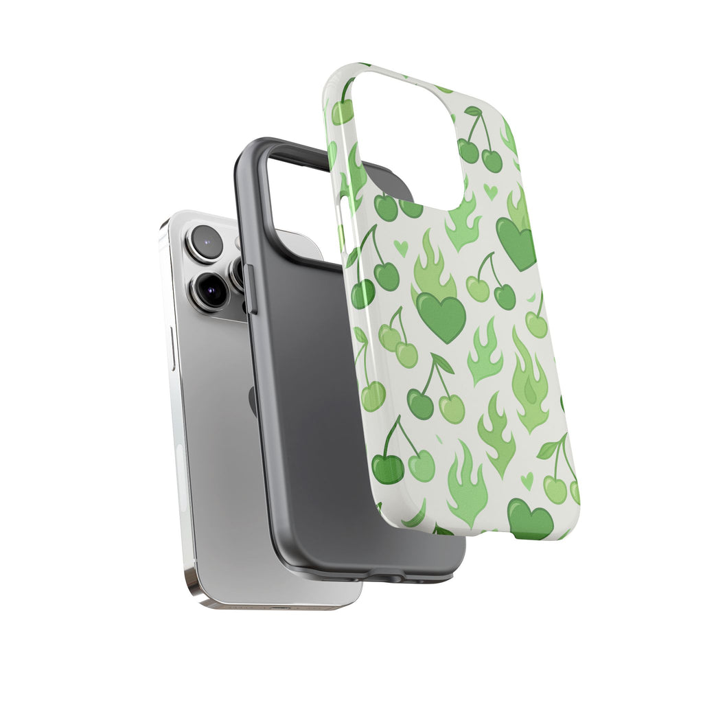 Green Flame Hearts Phone Case