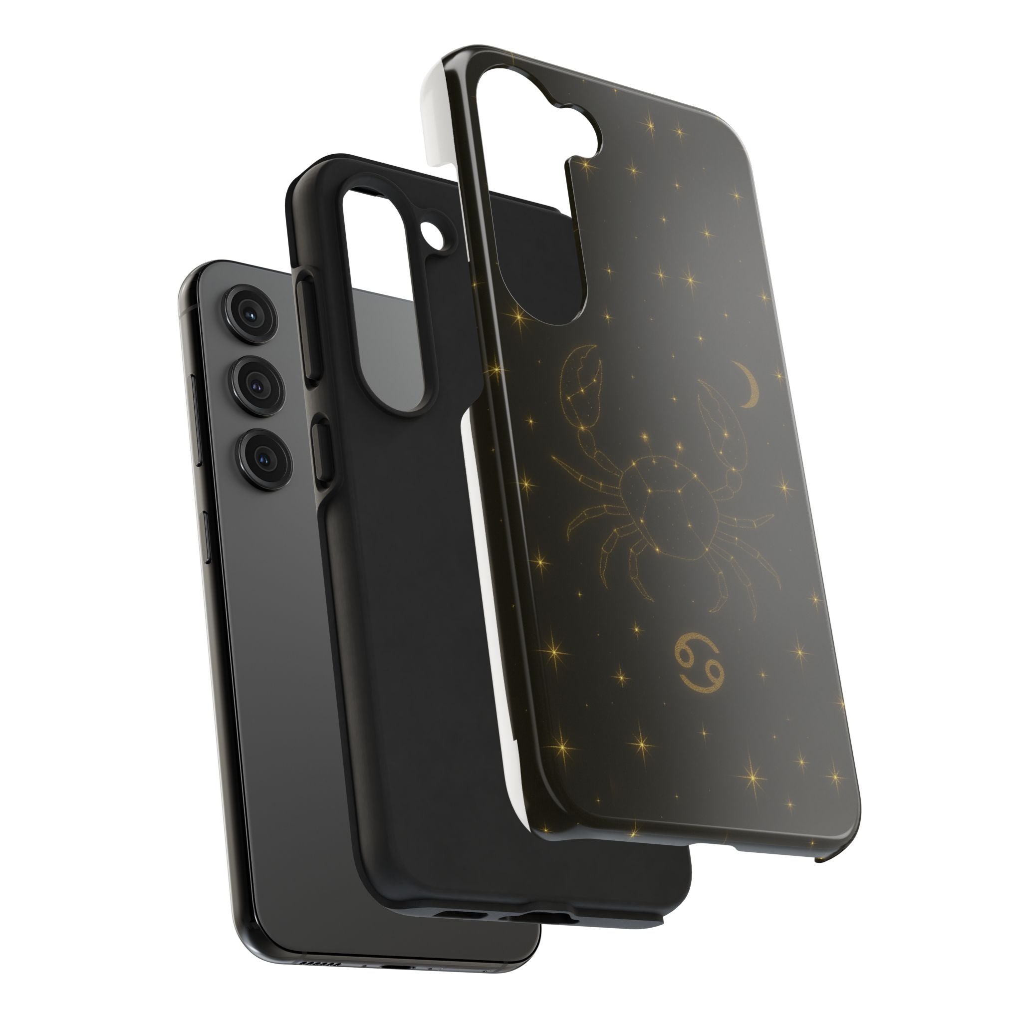 Cancer Zodiac Tough Phone Case — Gold Constellation Crab with Crescent Moon