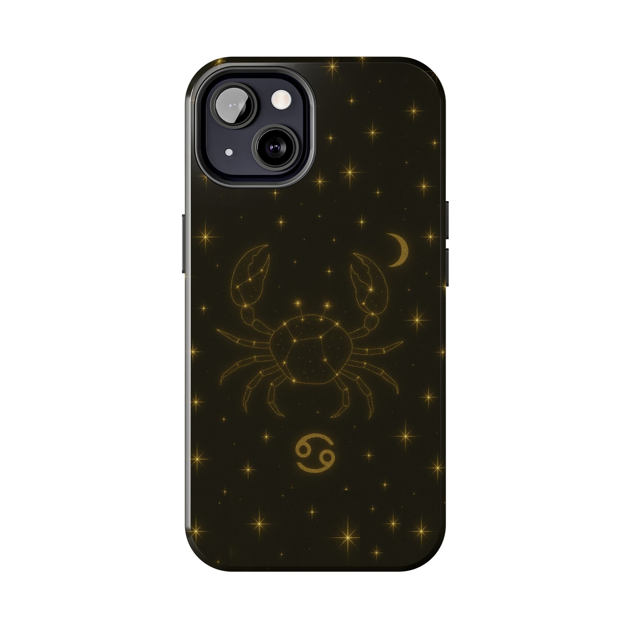 Cancer Zodiac Tough Phone Case — Gold Constellation Crab with Crescent Moon