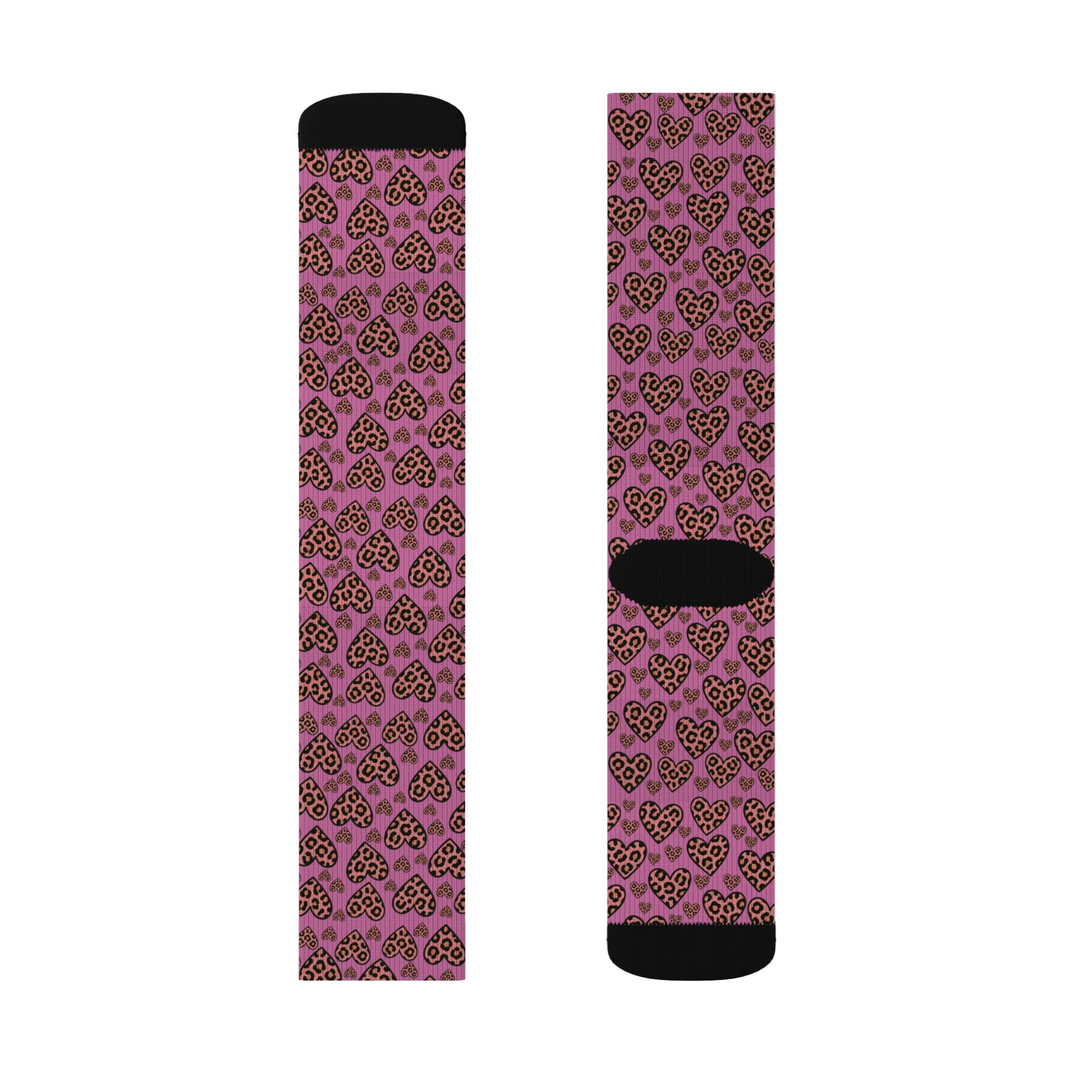 Pink Leopard Heart Socks