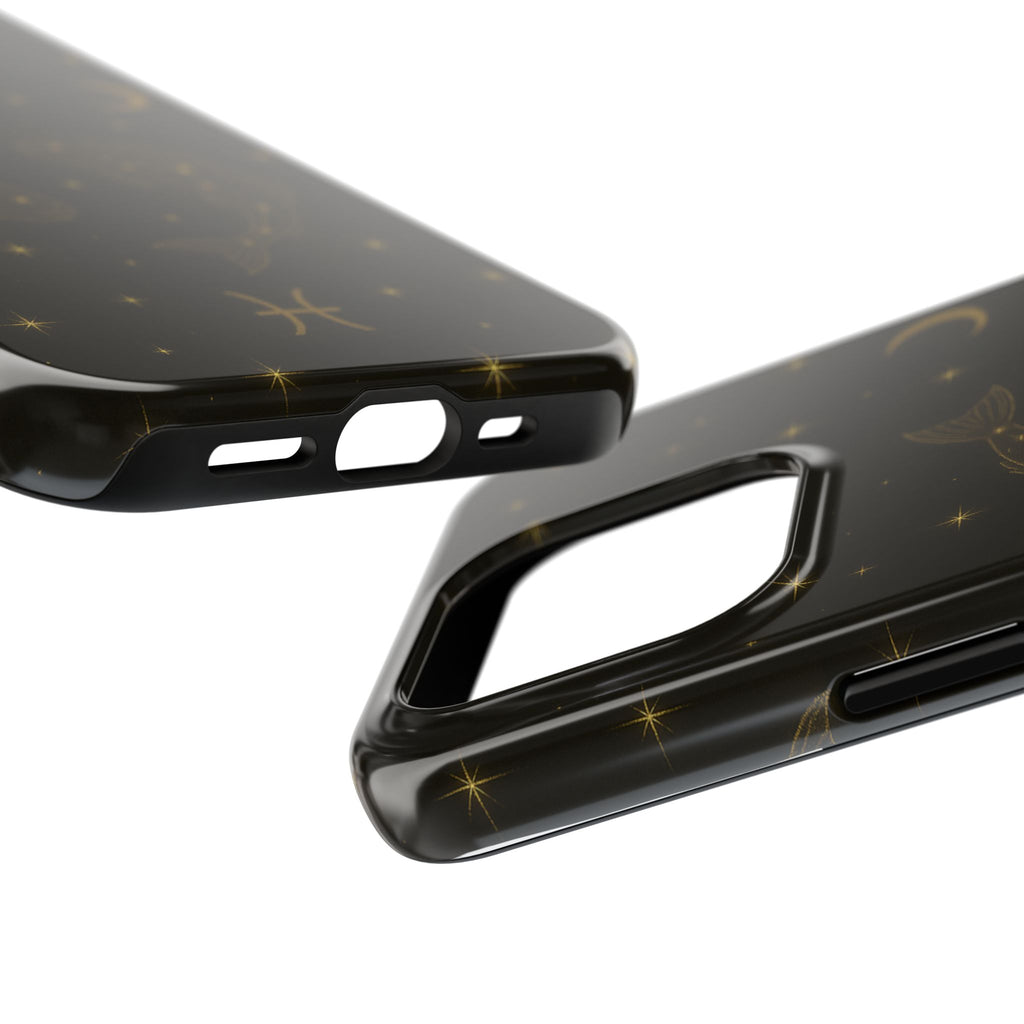 Pisces Zodiac Tough Phone Case — Gold Koi Constellation Design