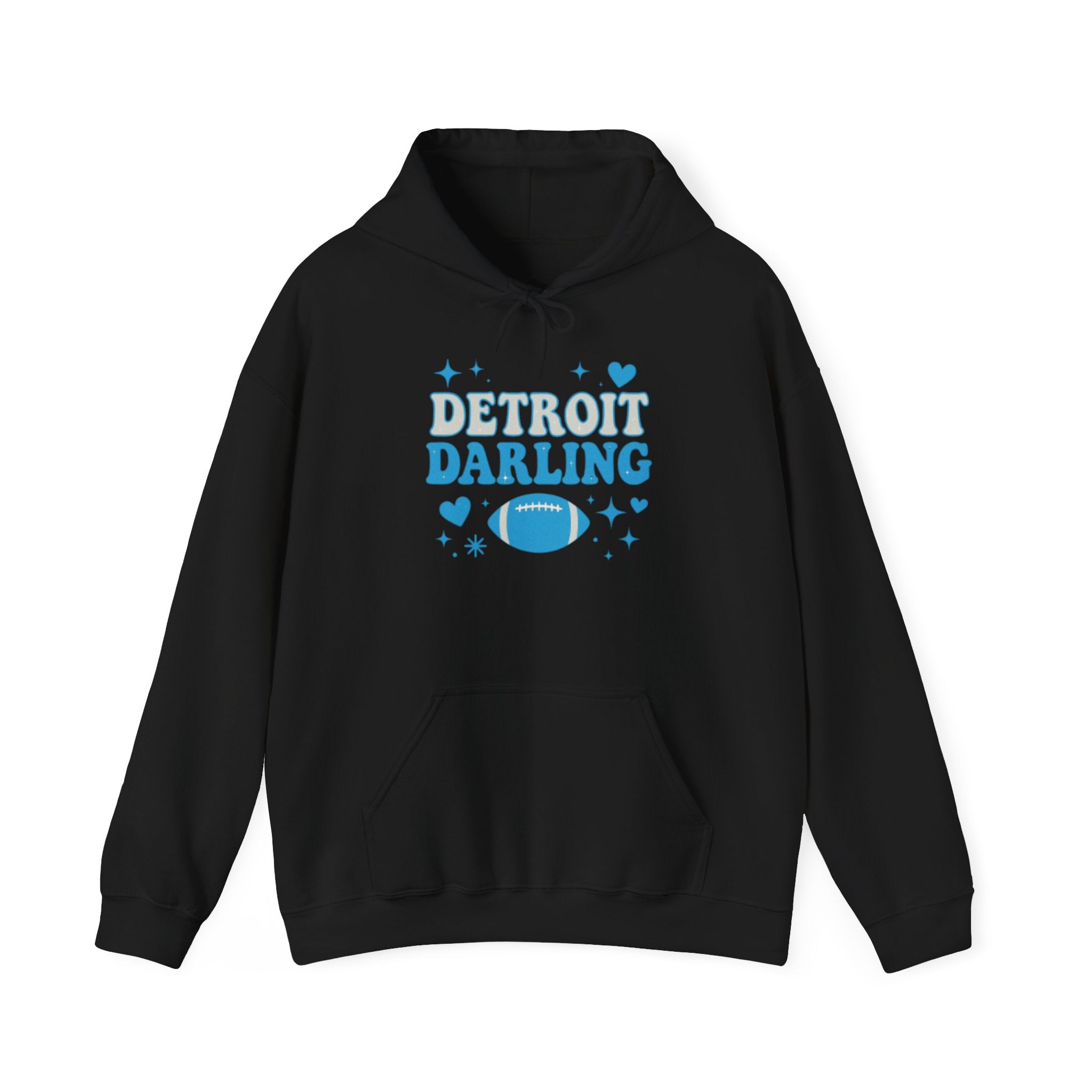 Detroit Darling Hoodie — Cute Blue Football Girlie Fan Pullover
