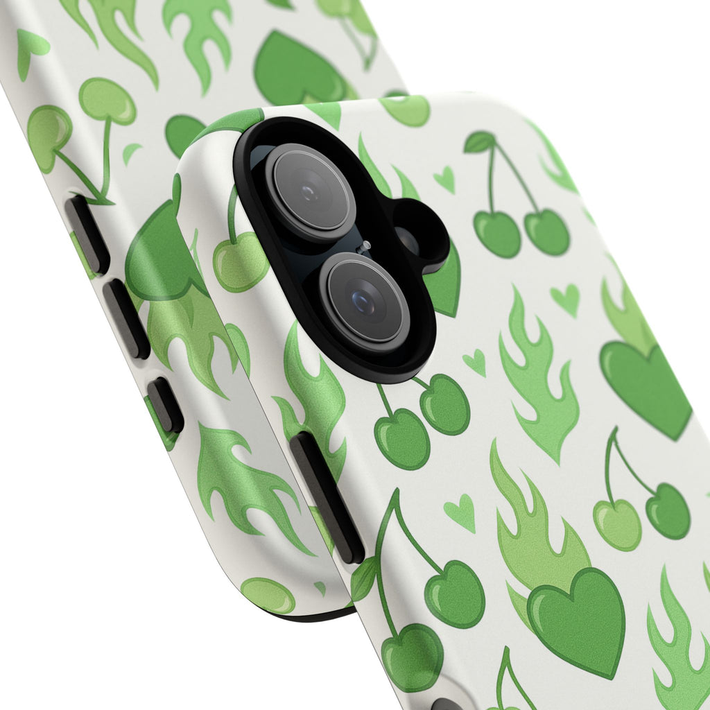 Green Flame Hearts Phone Case