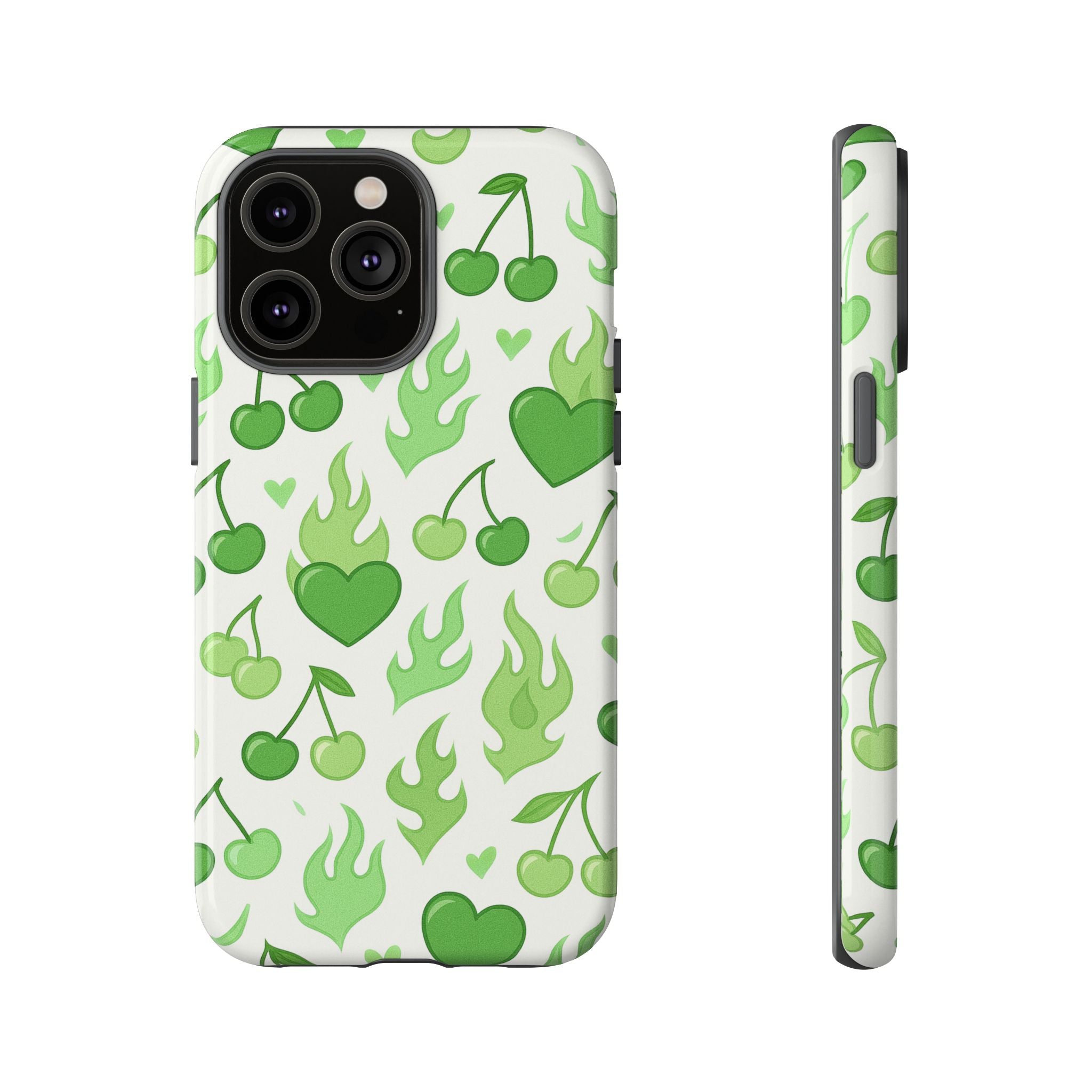 Green Flame Hearts Phone Case